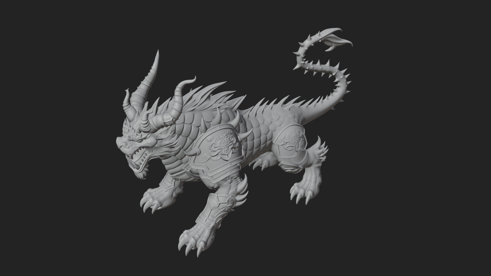 Armored Bull Beast Statue Design 5 3D Print Model 3D Model
