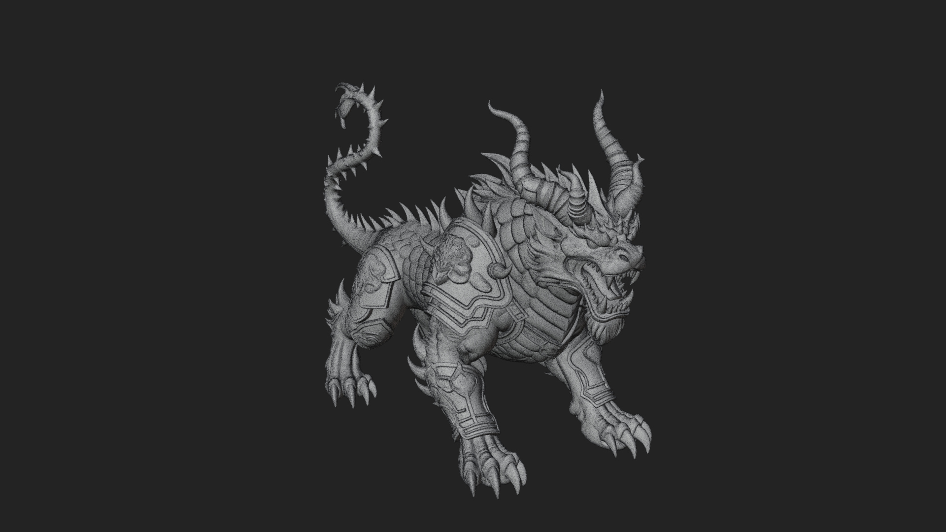 Armored Bull Beast Statue Design 5 3D Print Model 3D Model