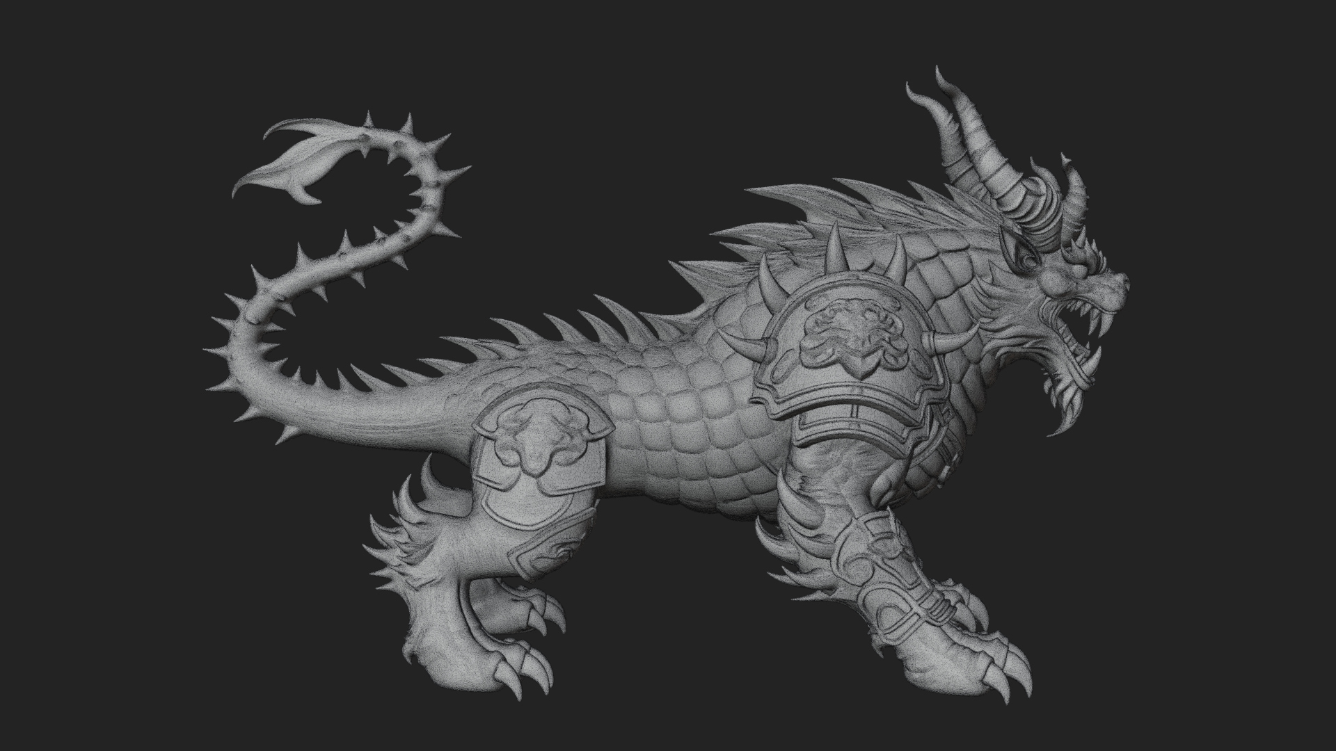 Armored Bull Beast Statue Design 5 3D Print Model 3D Model
