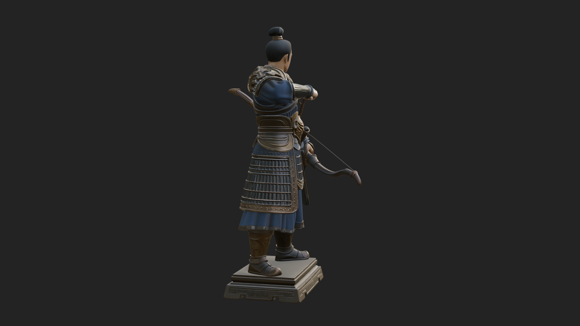 Armored Chinese Archer Statue Design 1 3D Print Model 3D Model