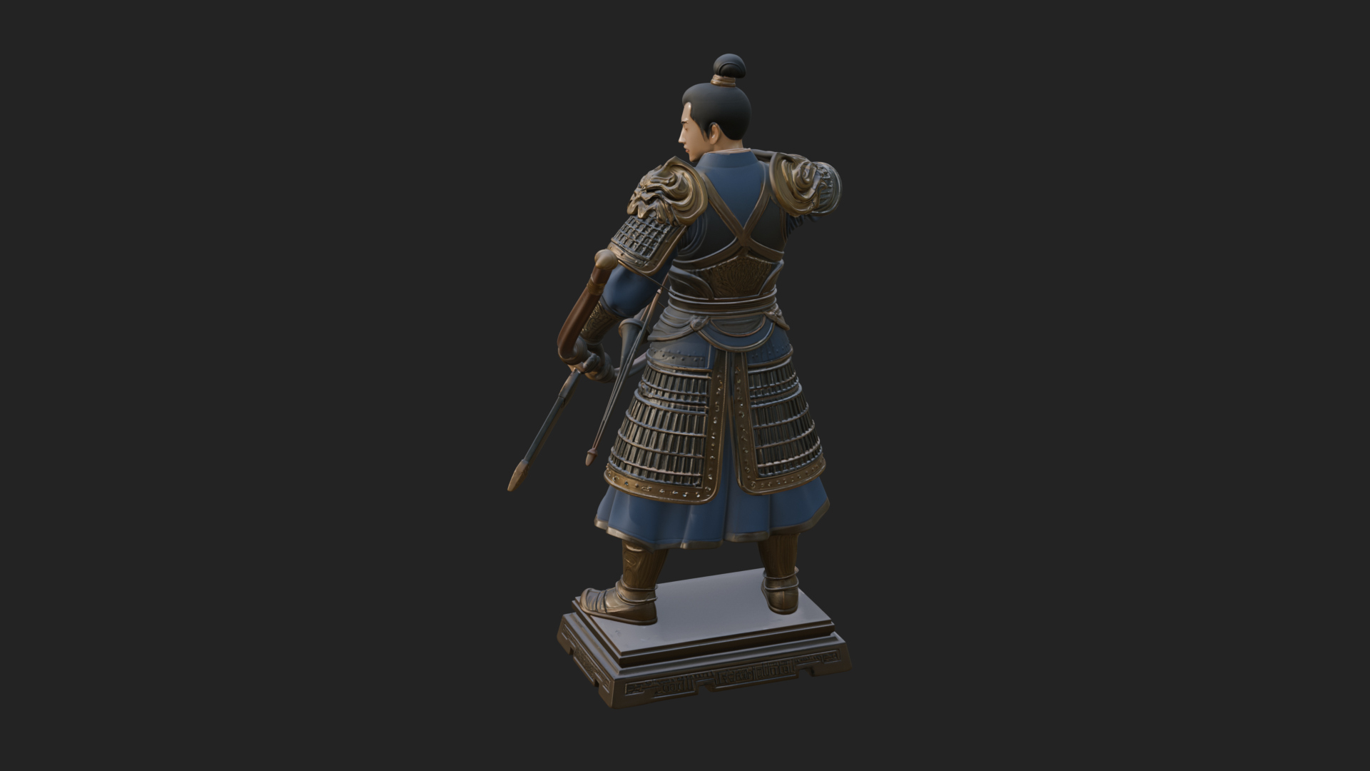 Armored Chinese Archer Statue Design 1 3D Print Model 3D Model