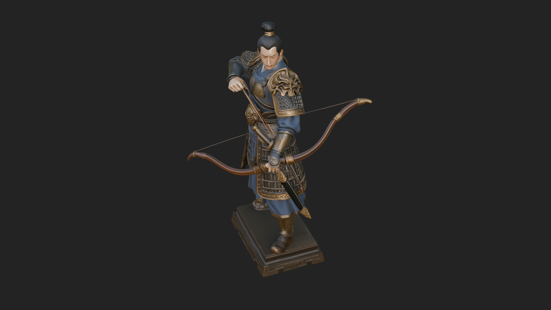 Armored Chinese Archer Statue Design 1 3D Print Model 3D Model
