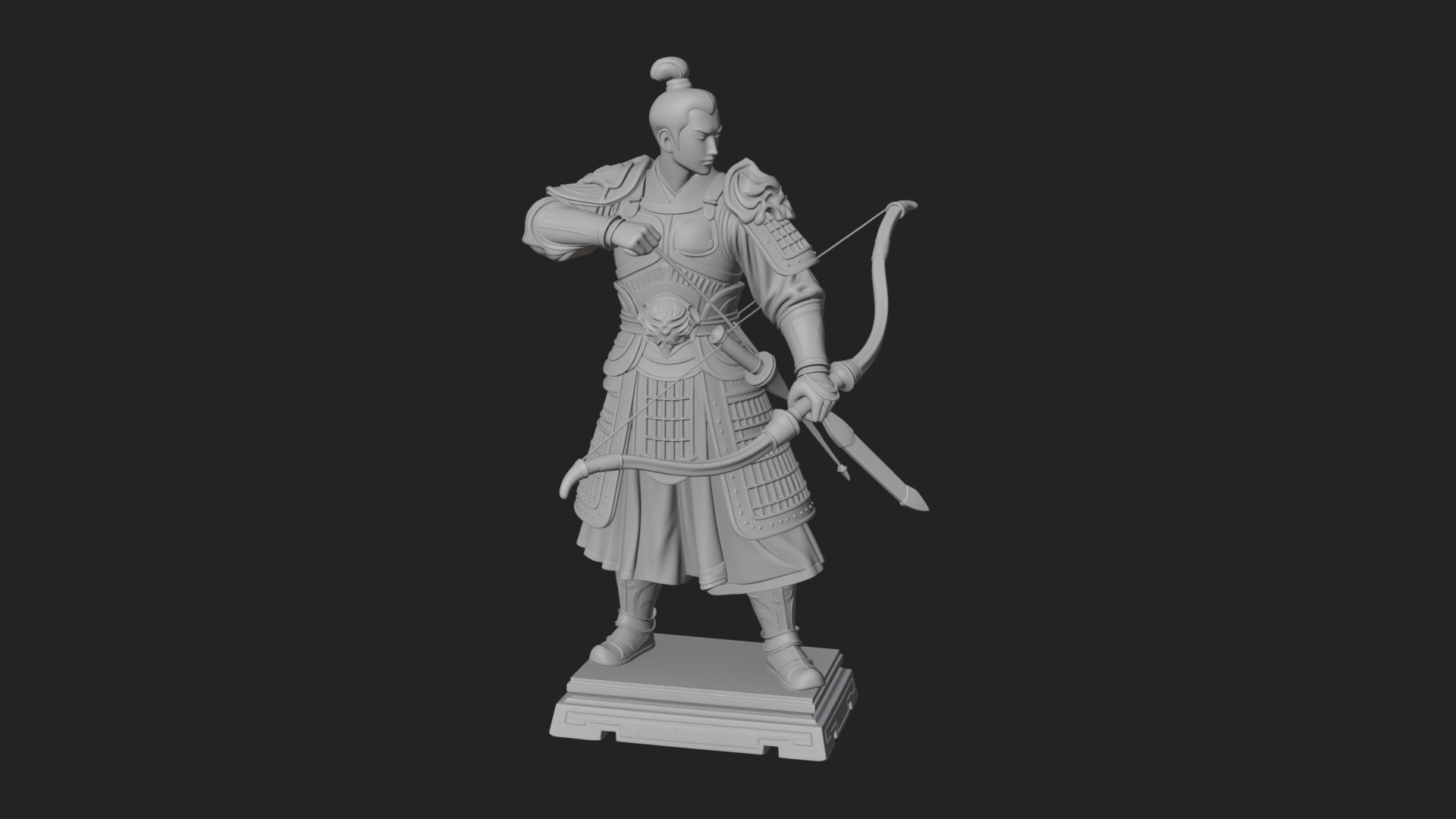 Armored Chinese Archer Statue Design 1 3D Print Model 3D Model