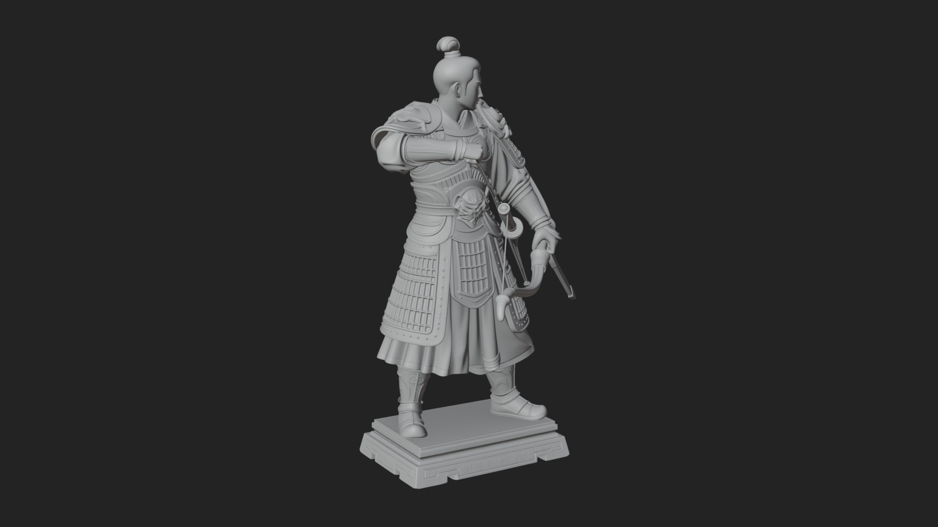 Armored Chinese Archer Statue Design 1 3D Print Model 3D Model