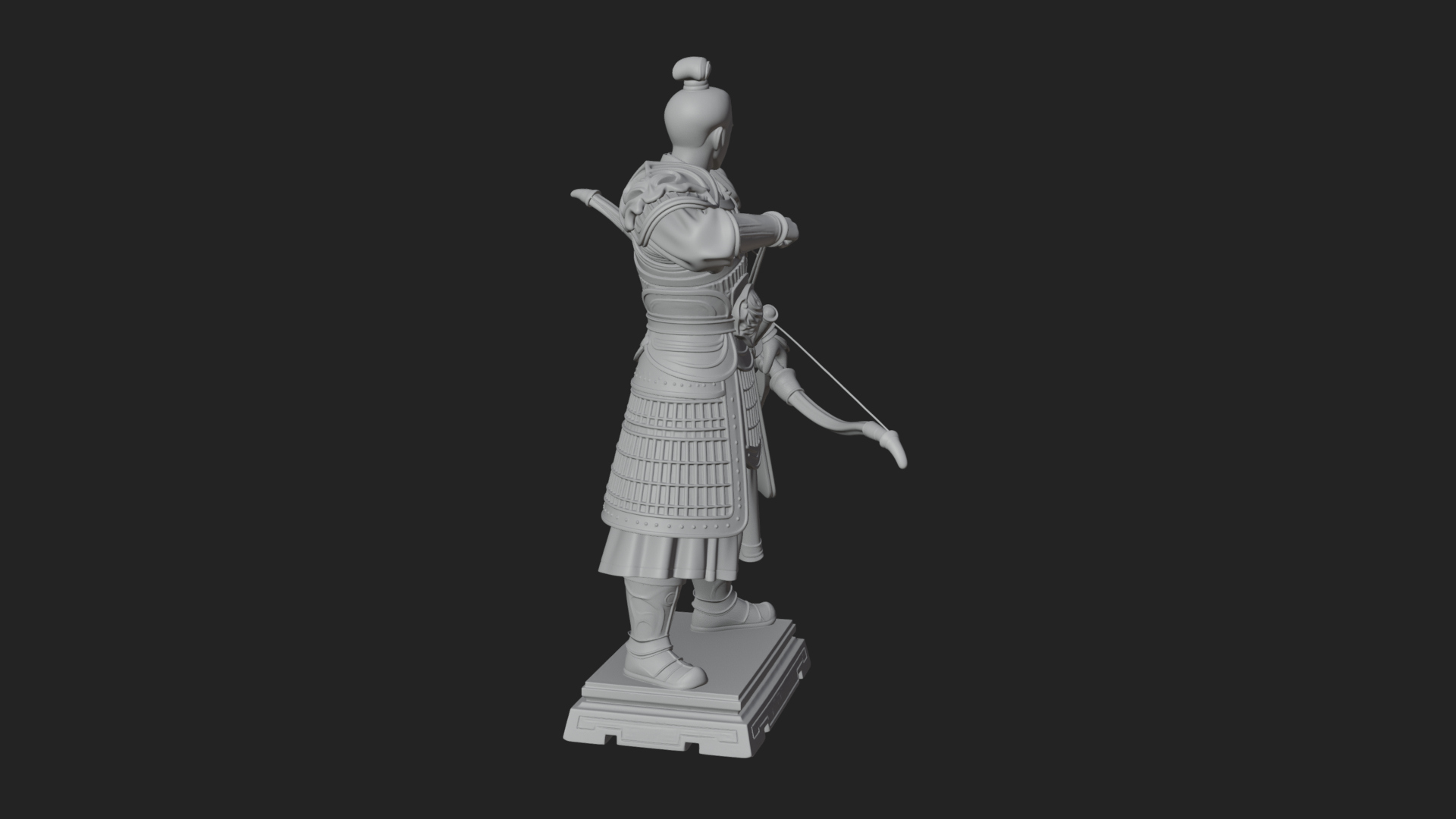 Armored Chinese Archer Statue Design 1 3D Print Model 3D Model