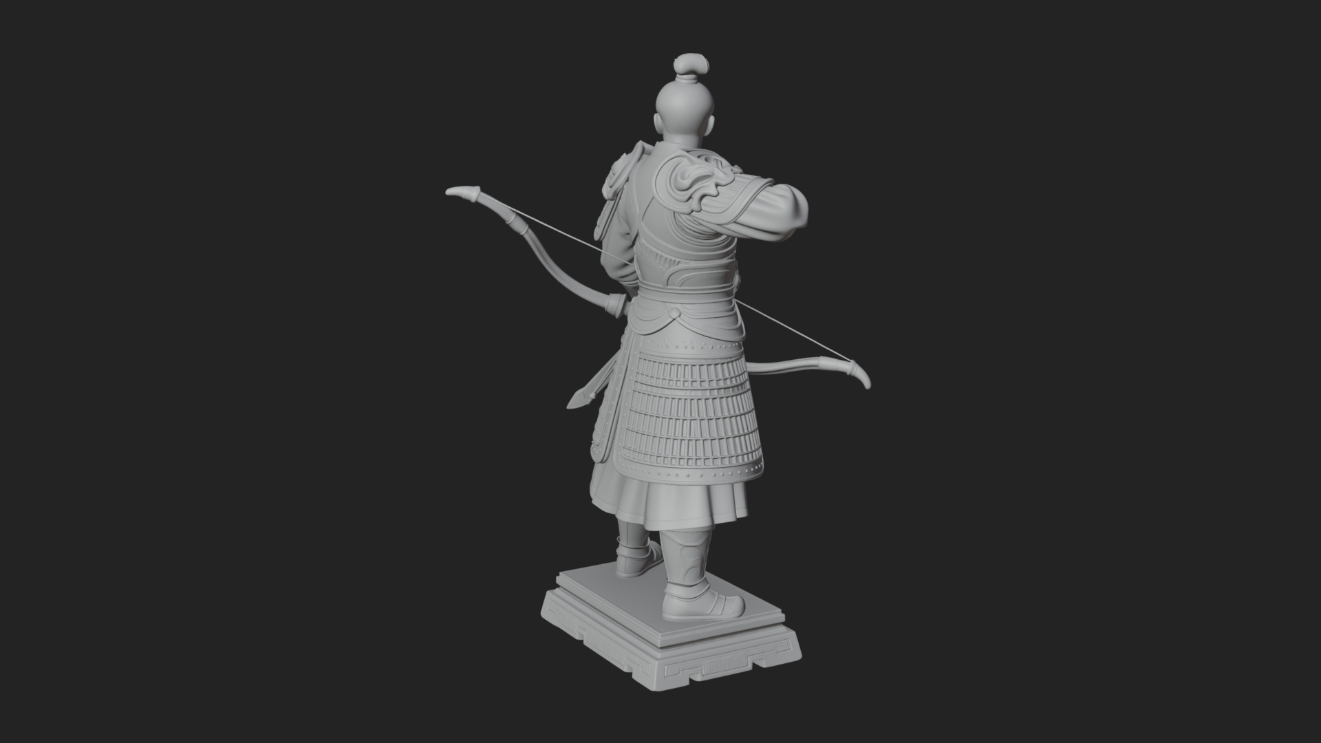 Armored Chinese Archer Statue Design 1 3D Print Model 3D Model