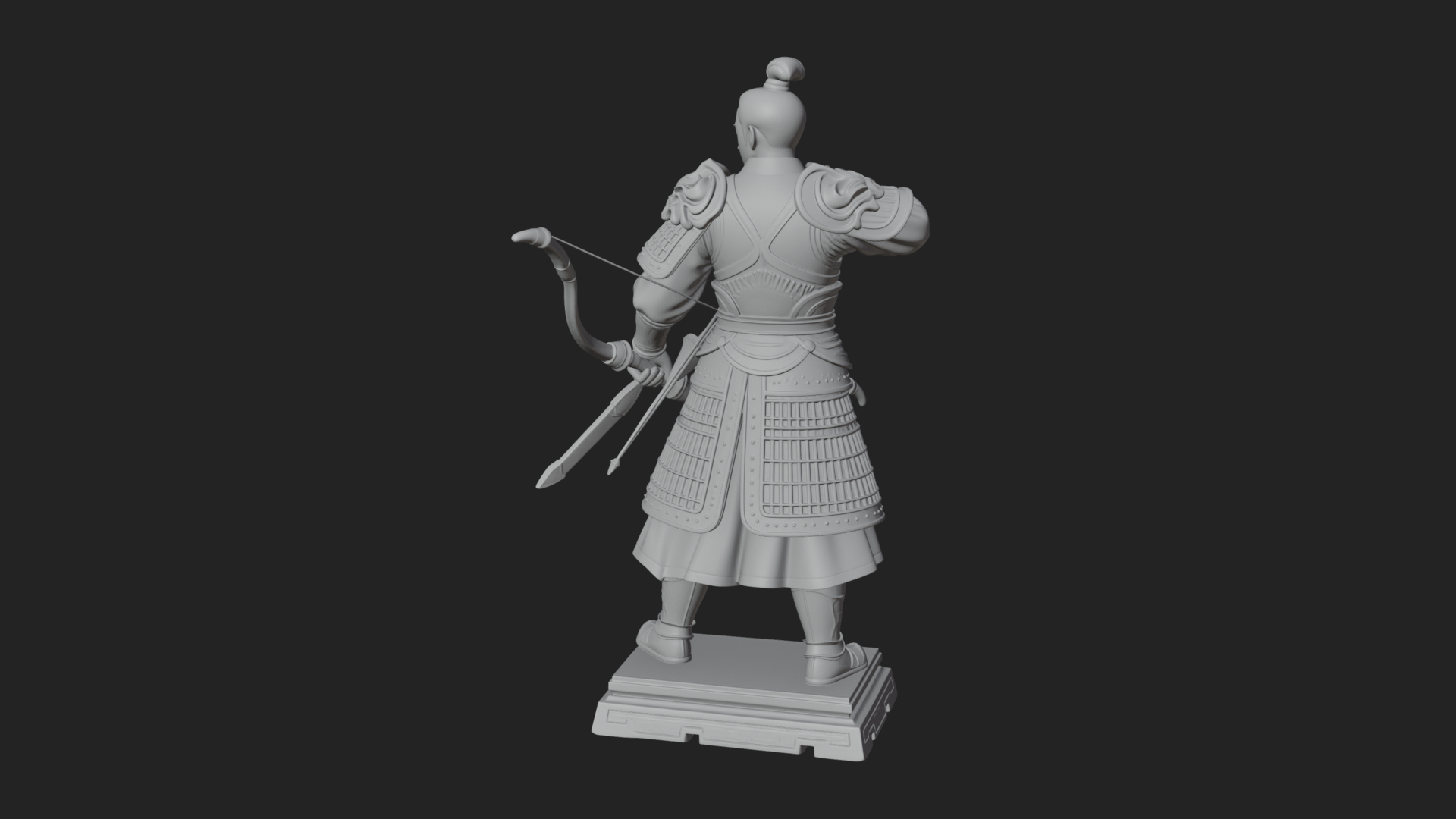 Armored Chinese Archer Statue Design 1 3D Print Model 3D Model