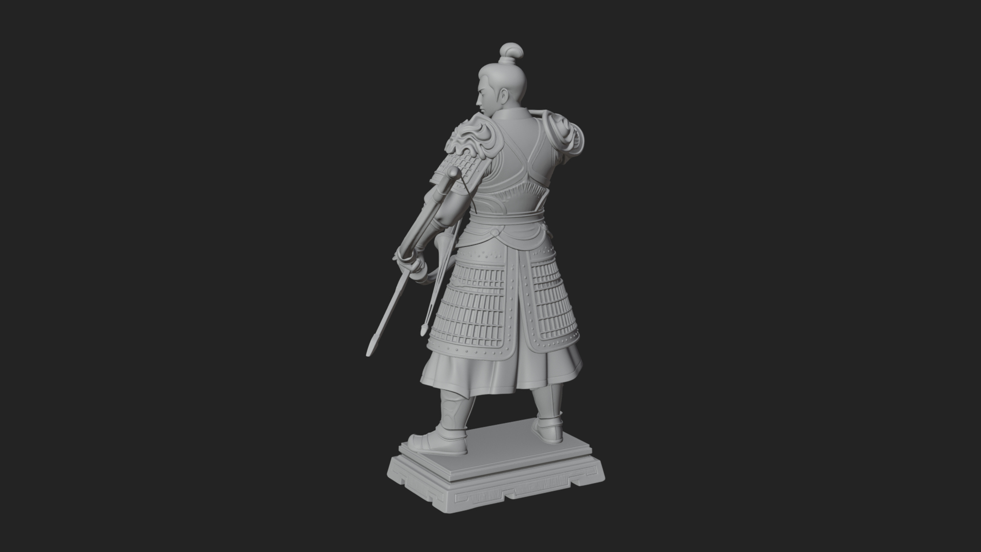 Armored Chinese Archer Statue Design 1 3D Print Model 3D Model