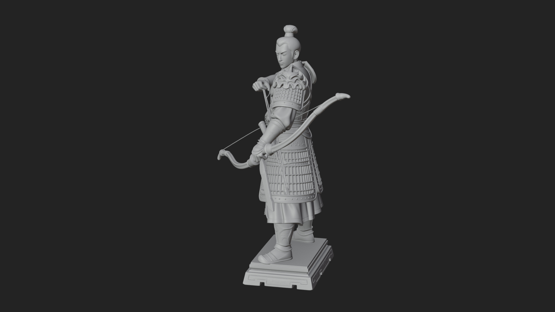 Armored Chinese Archer Statue Design 1 3D Print Model 3D Model