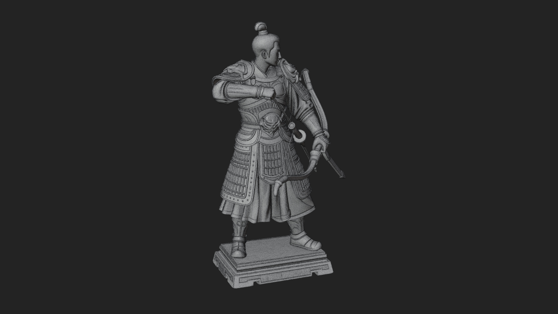 Armored Chinese Archer Statue Design 1 3D Print Model 3D Model