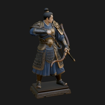 Armored Chinese Archer Statue Design 1 3D Print Model