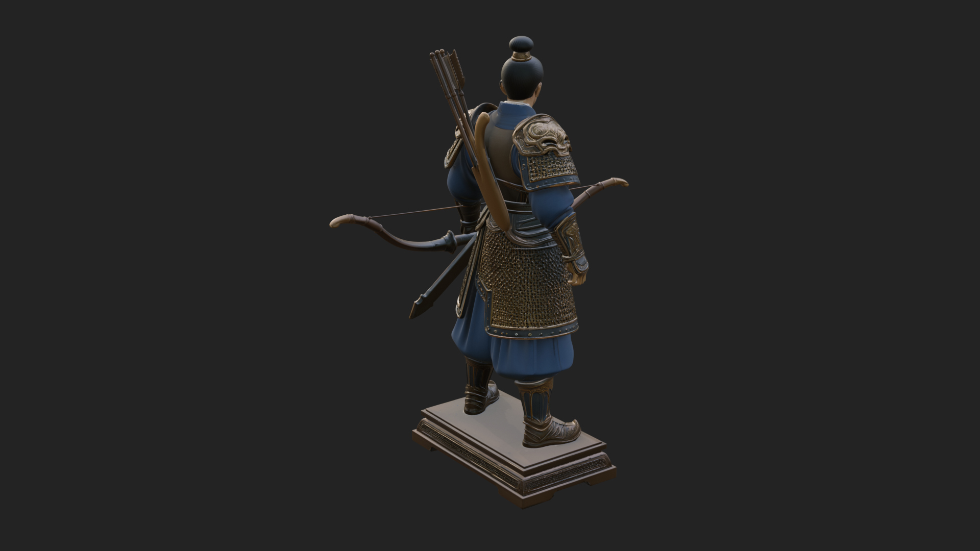 Armored Chinese Archer Statue Design 2 3D Print Model 3D Model
