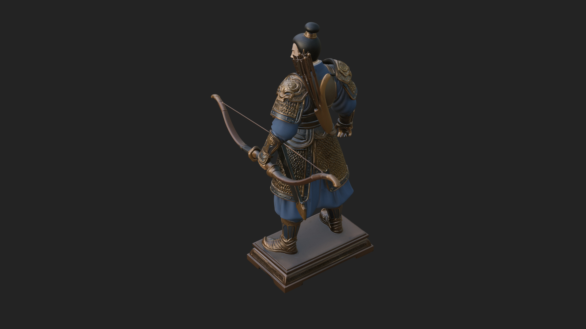 Armored Chinese Archer Statue Design 2 3D Print Model 3D Model