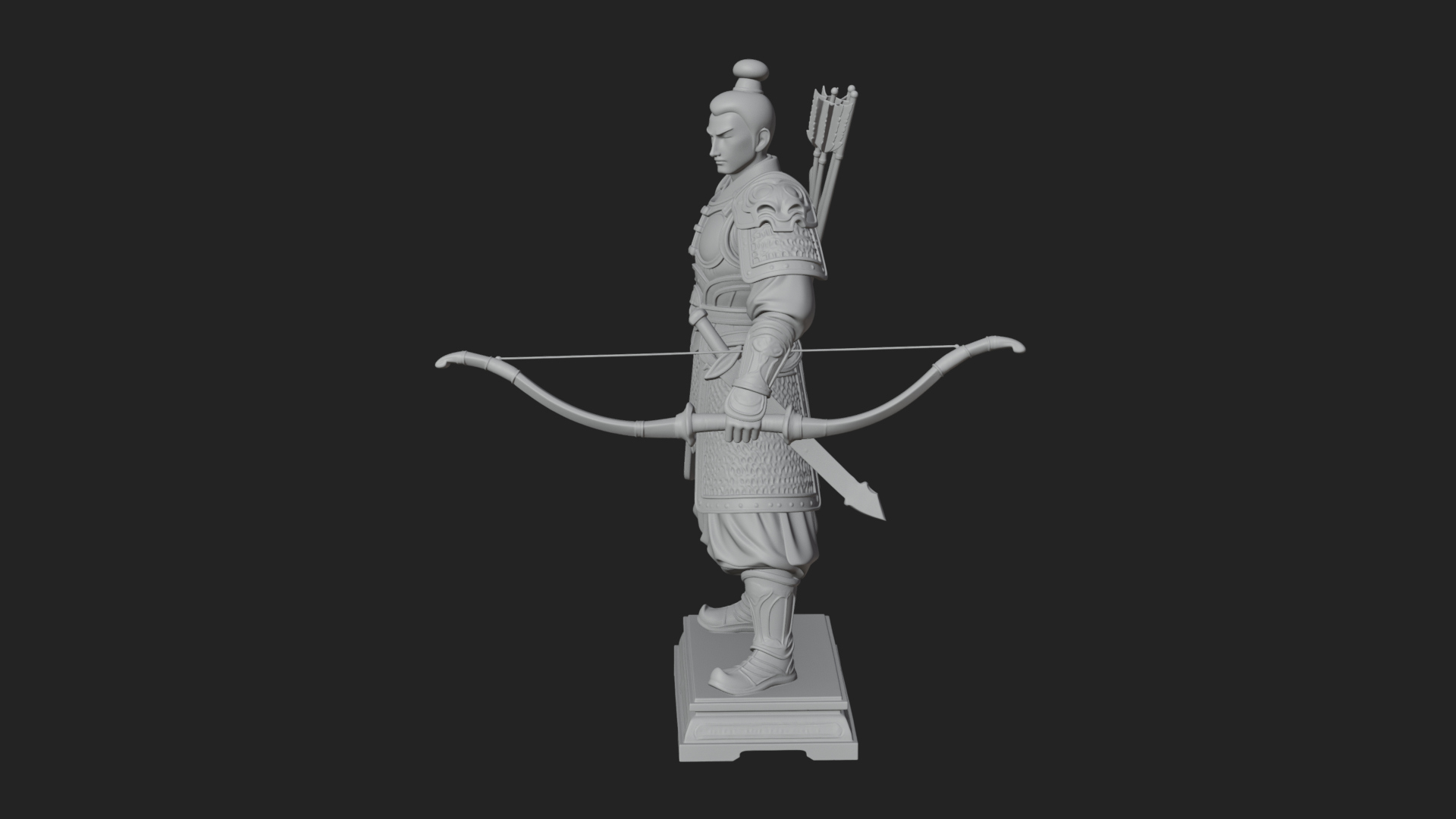 Armored Chinese Archer Statue Design 2 3D Print Model 3D Model
