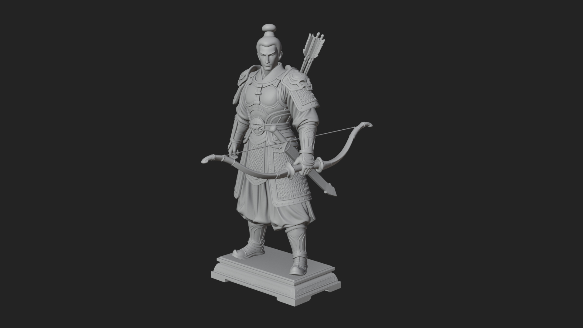 Armored Chinese Archer Statue Design 2 3D Print Model 3D Model