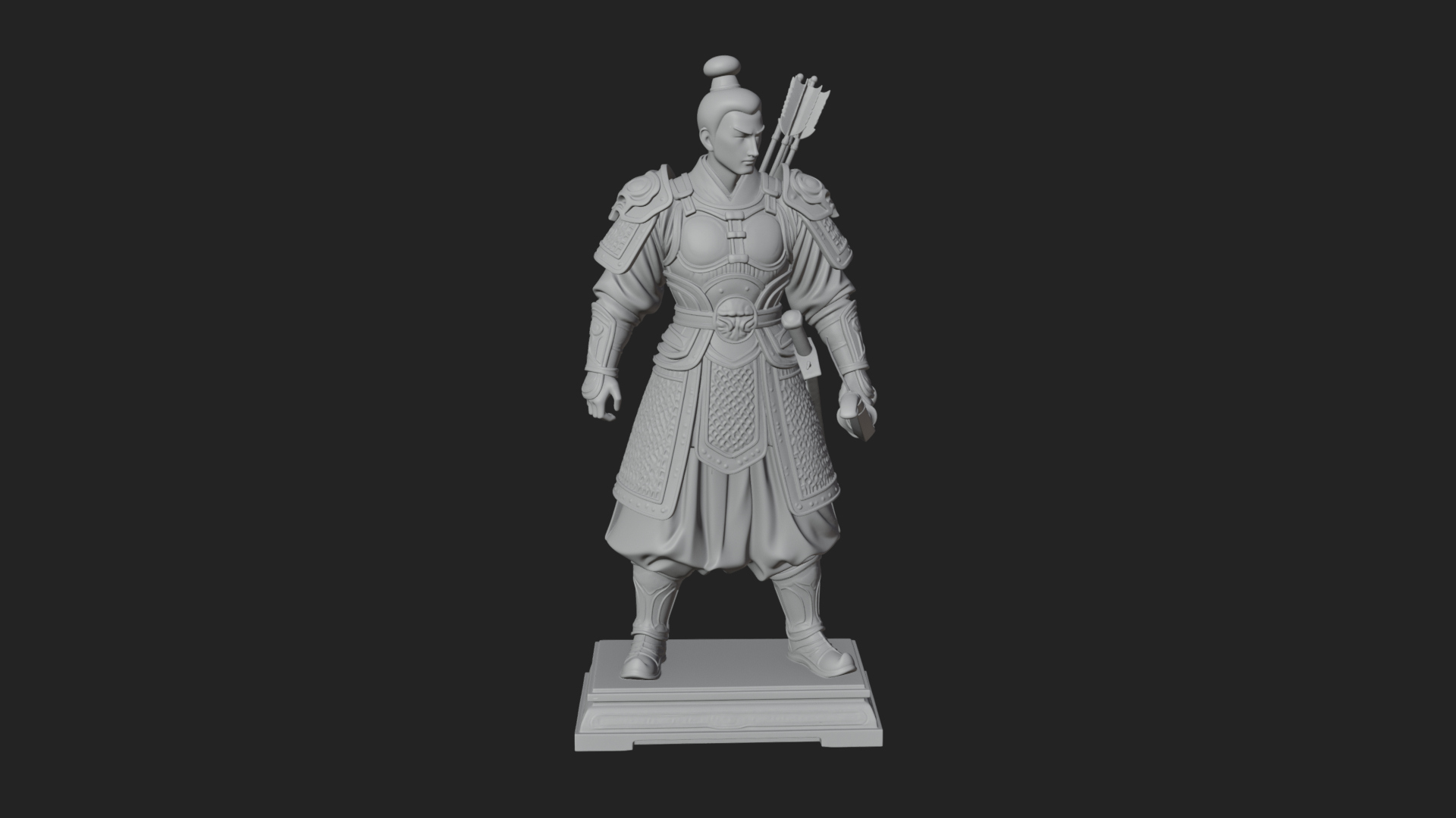 Armored Chinese Archer Statue Design 2 3D Print Model 3D Model