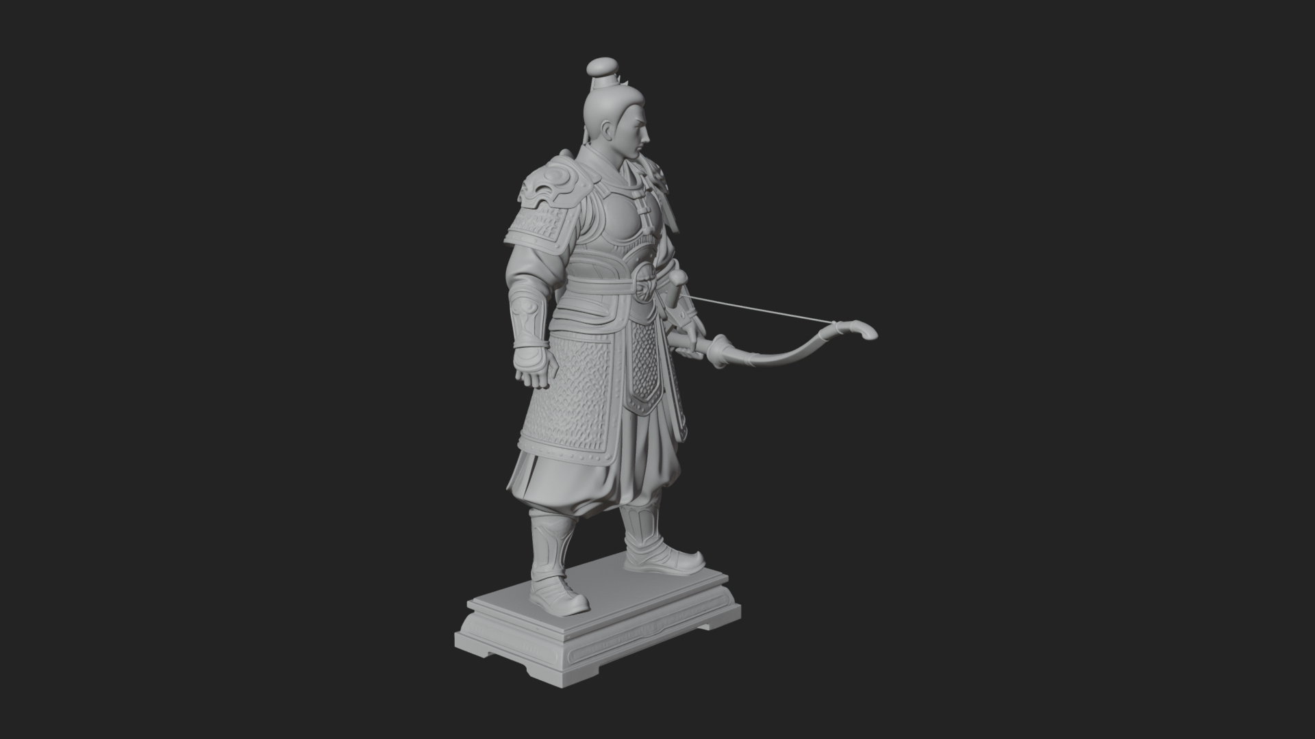 Armored Chinese Archer Statue Design 2 3D Print Model 3D Model
