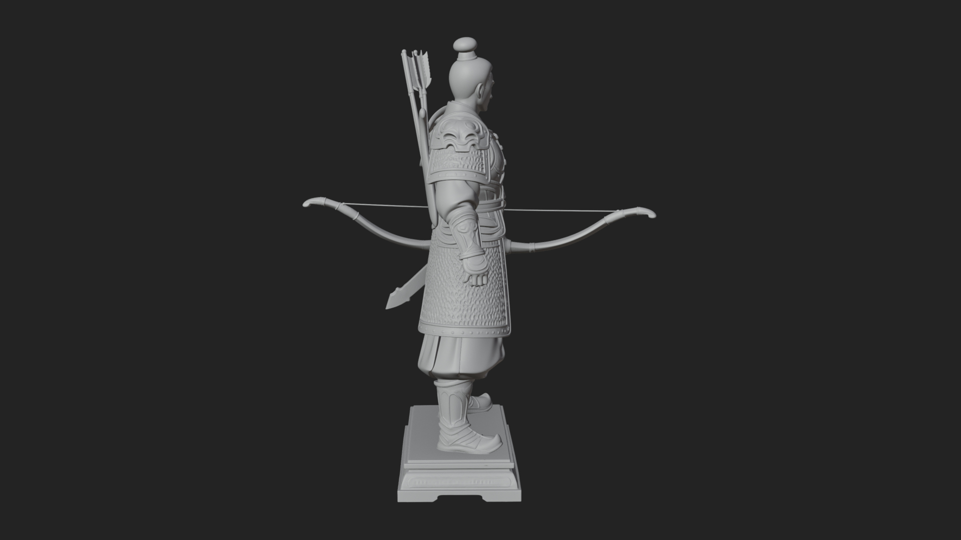 Armored Chinese Archer Statue Design 2 3D Print Model 3D Model
