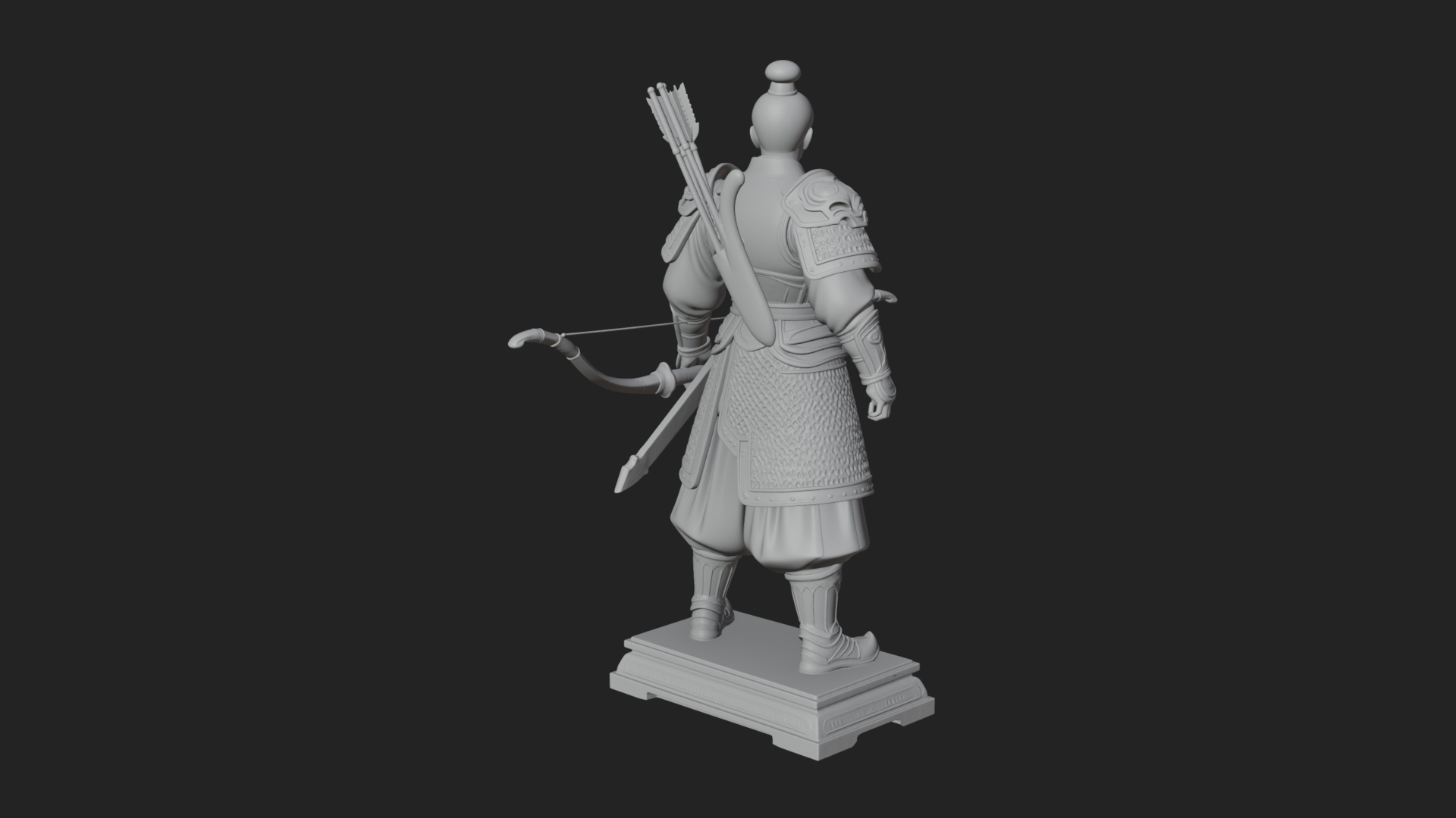 Armored Chinese Archer Statue Design 2 3D Print Model 3D Model