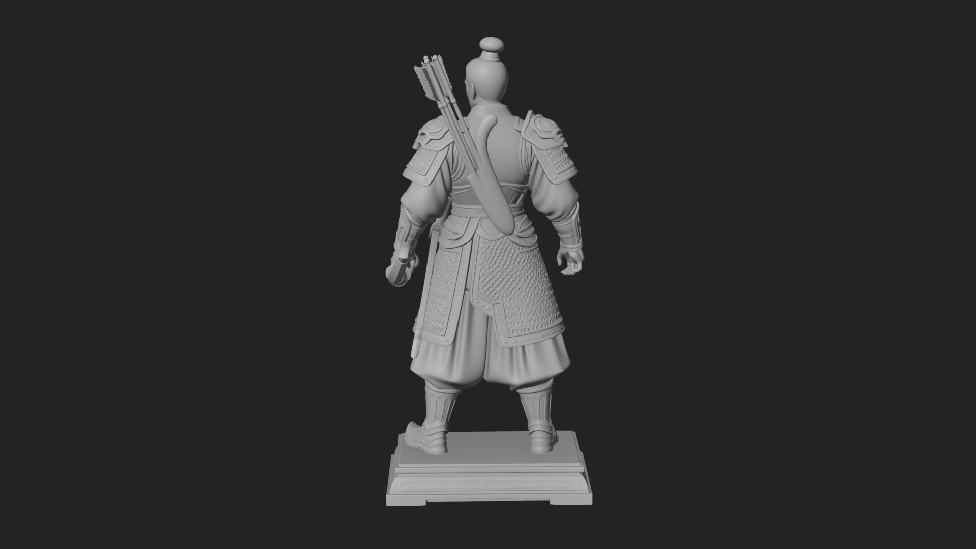 Armored Chinese Archer Statue Design 2 3D Print Model 3D Model