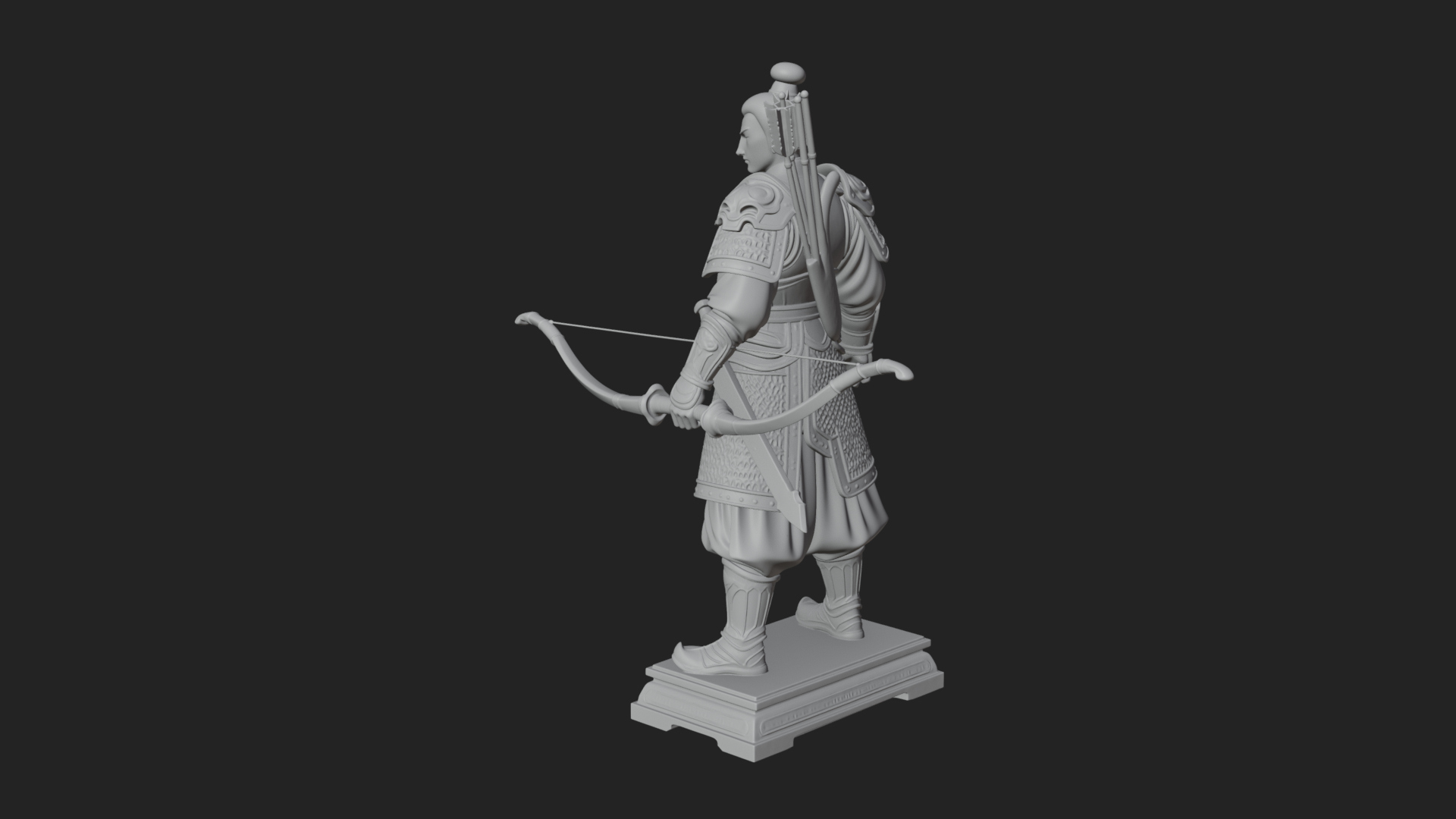 Armored Chinese Archer Statue Design 2 3D Print Model 3D Model