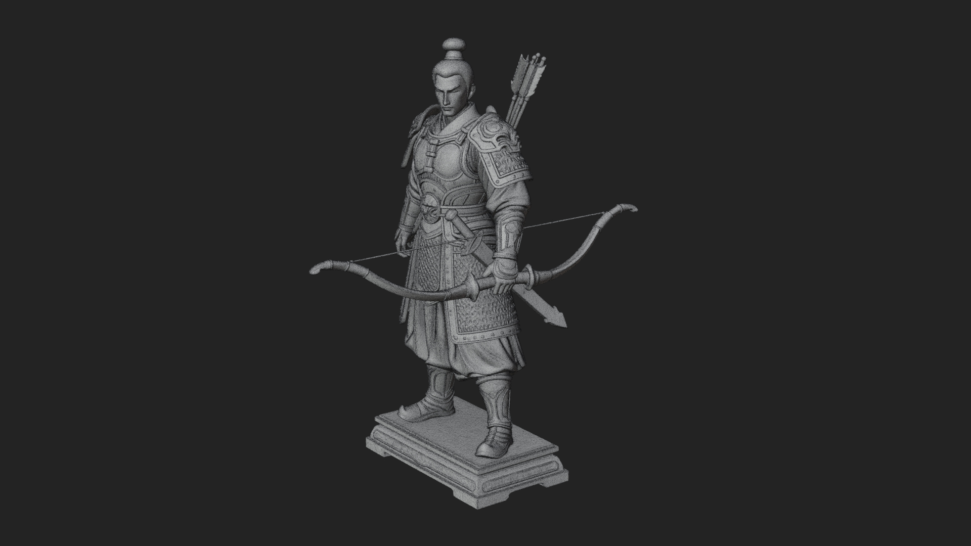 Armored Chinese Archer Statue Design 2 3D Print Model 3D Model