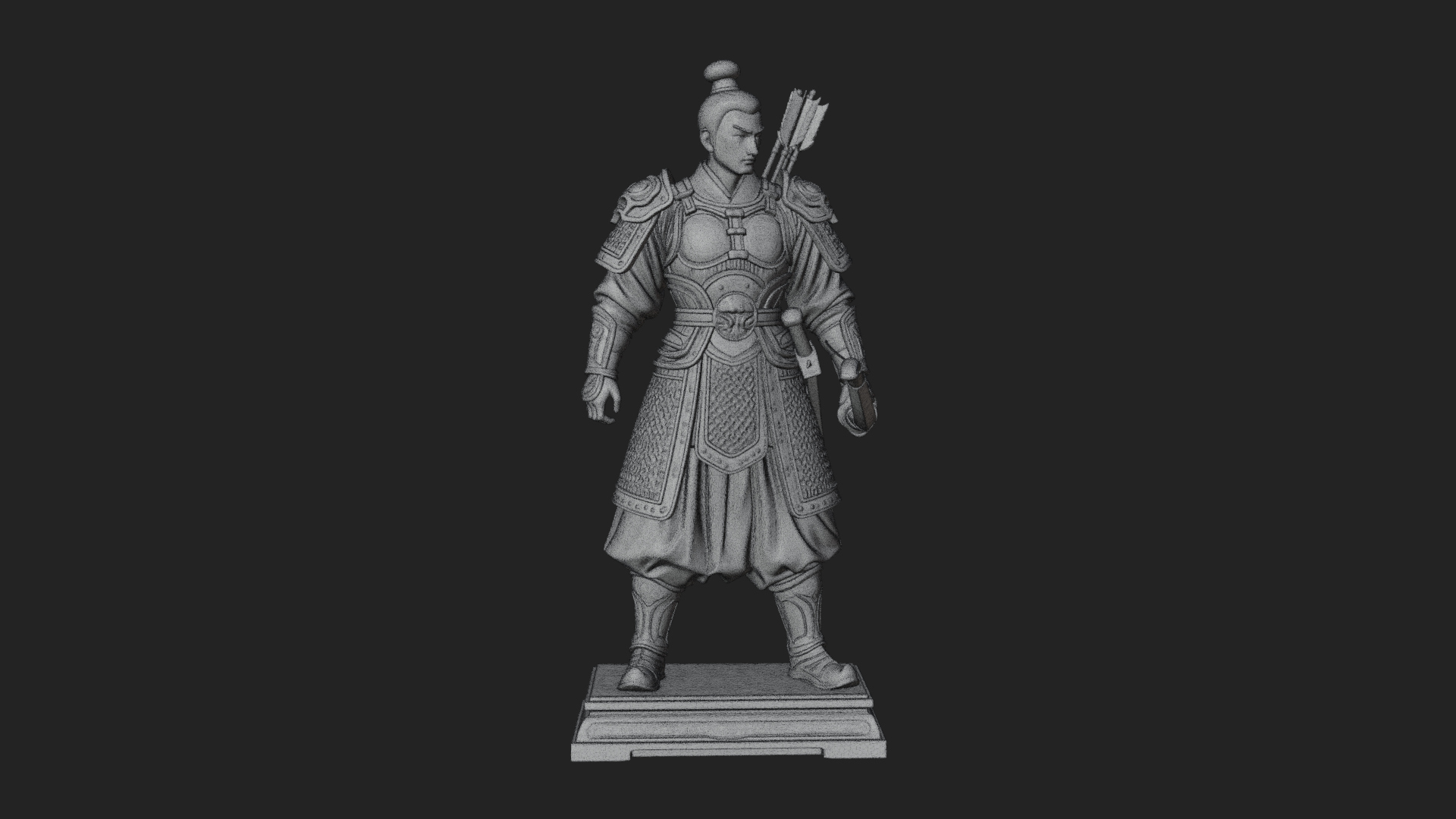 Armored Chinese Archer Statue Design 2 3D Print Model 3D Model