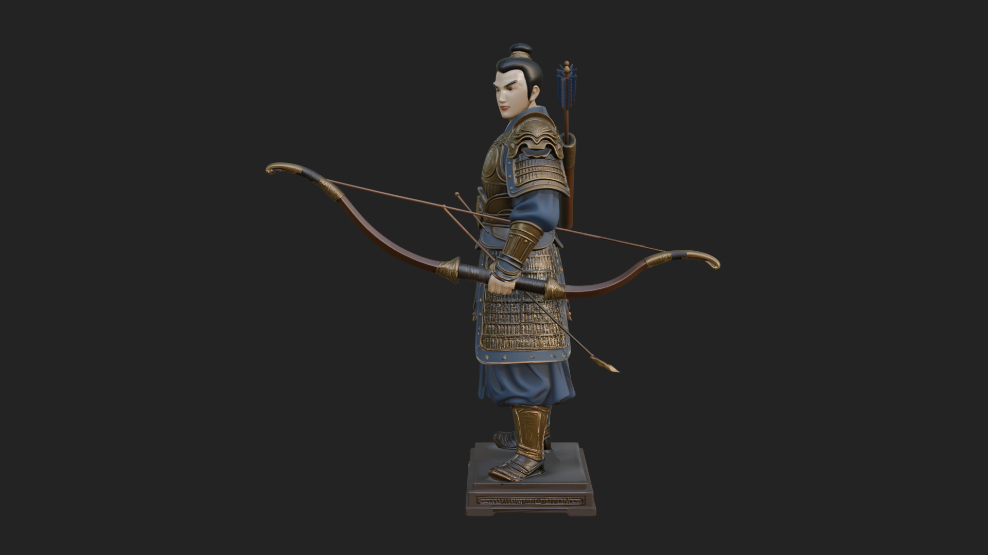 Armored Chinese Archer Statue Design 3 3D Print Model 3D Model