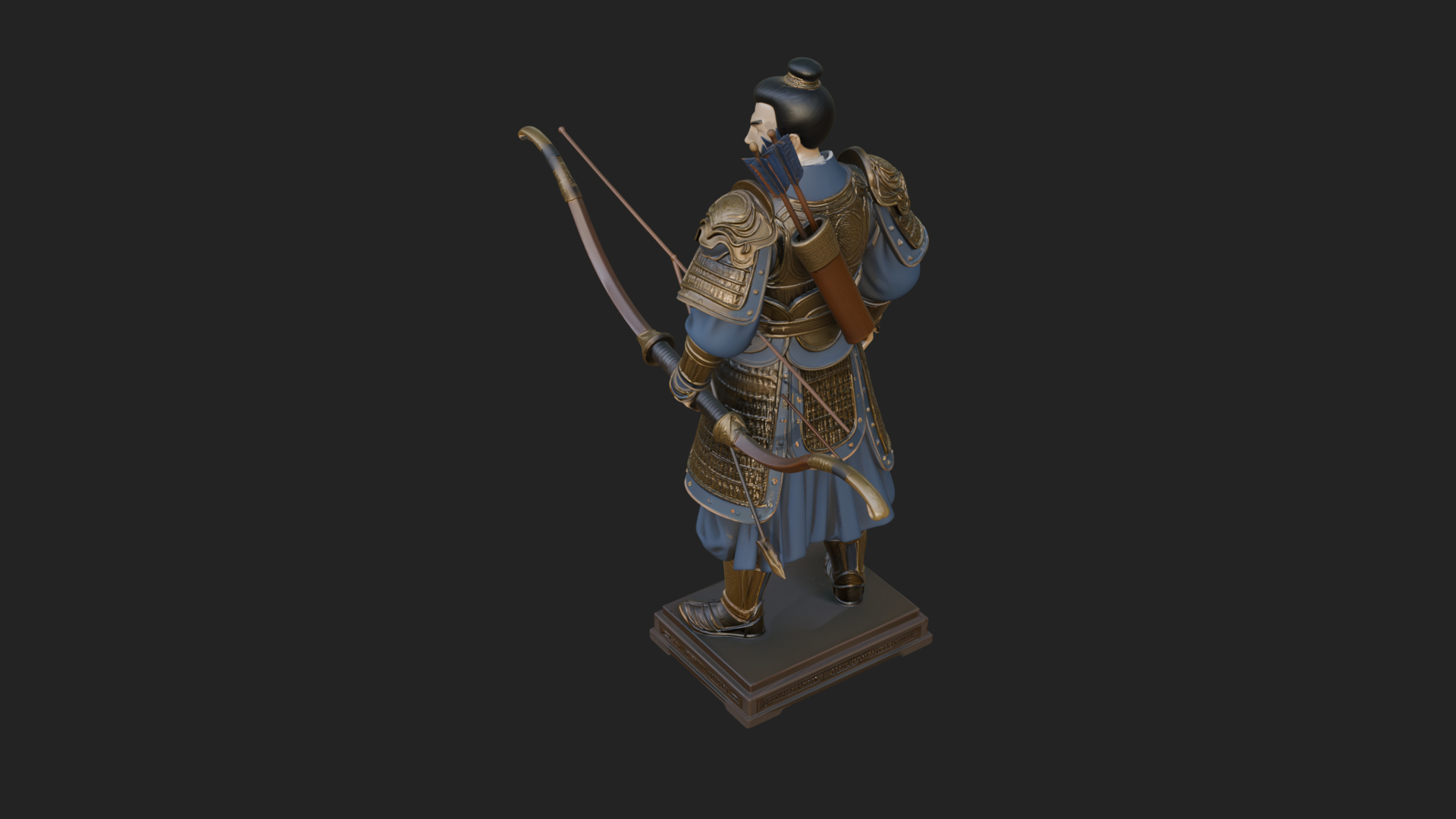 Armored Chinese Archer Statue Design 3 3D Print Model 3D Model