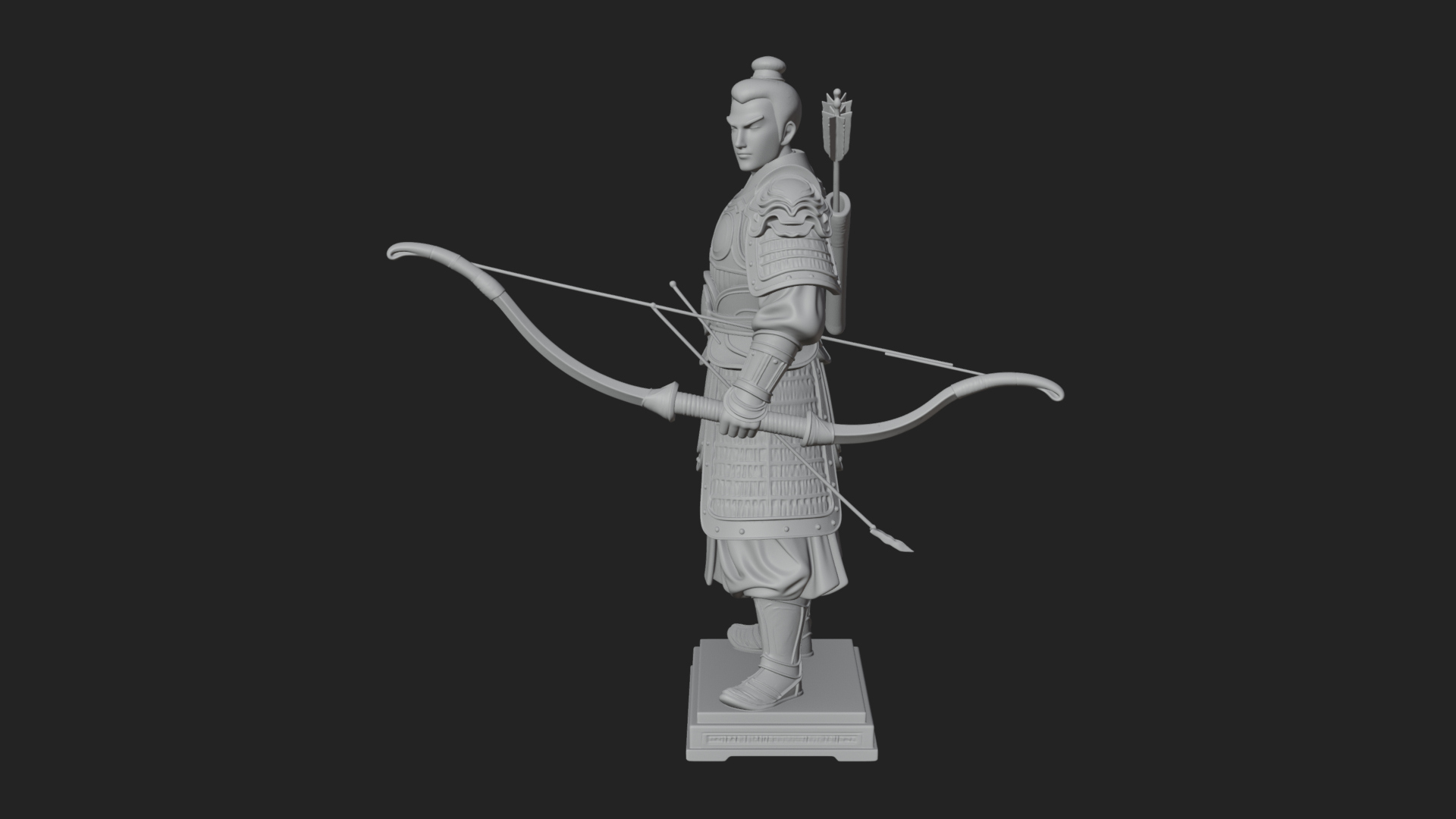 Armored Chinese Archer Statue Design 3 3D Print Model 3D Model