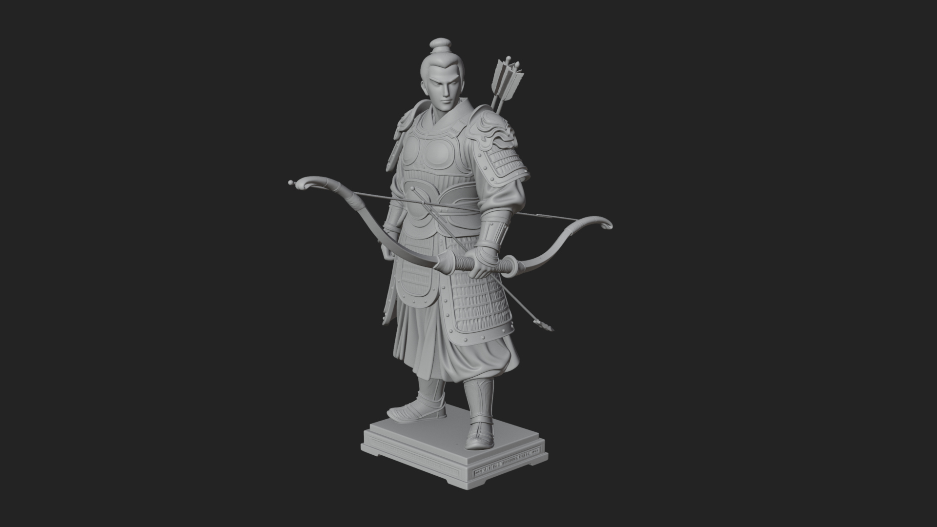 Armored Chinese Archer Statue Design 3 3D Print Model 3D Model