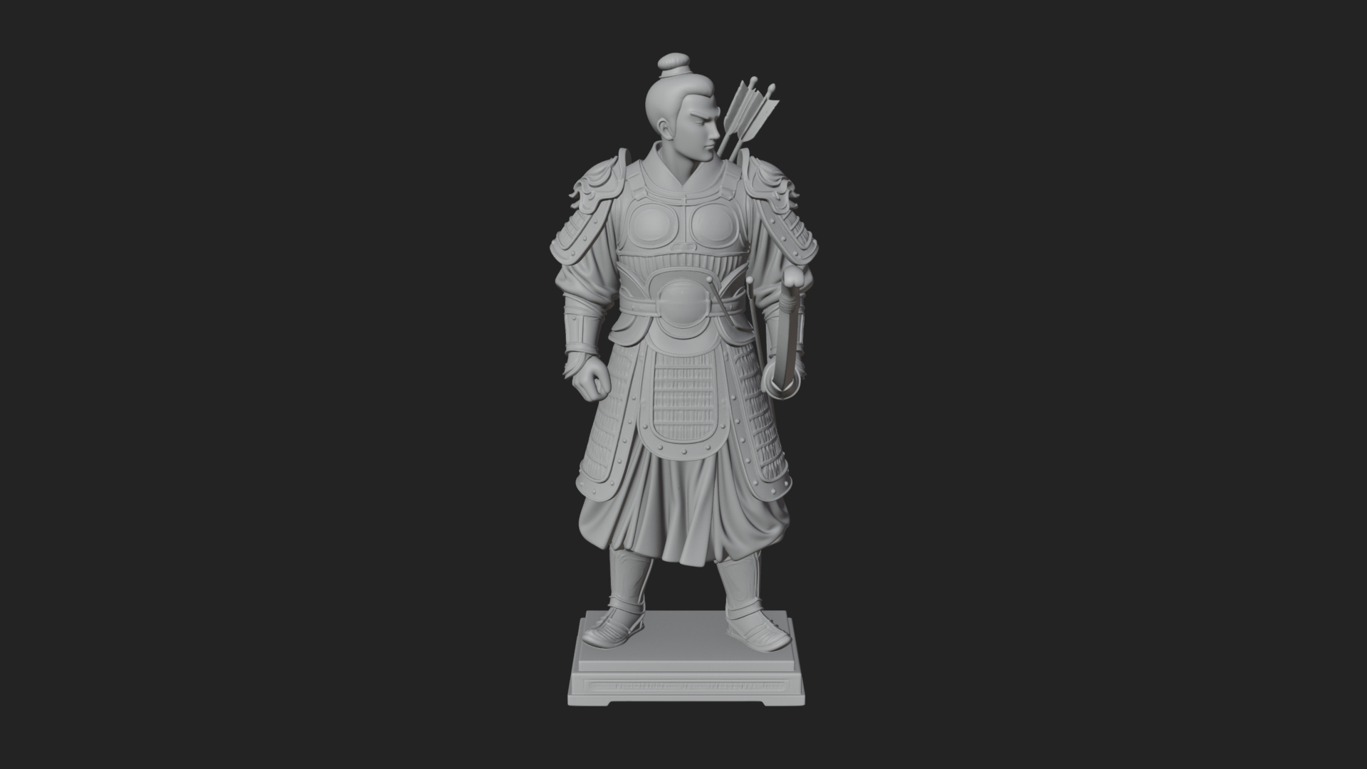 Armored Chinese Archer Statue Design 3 3D Print Model 3D Model