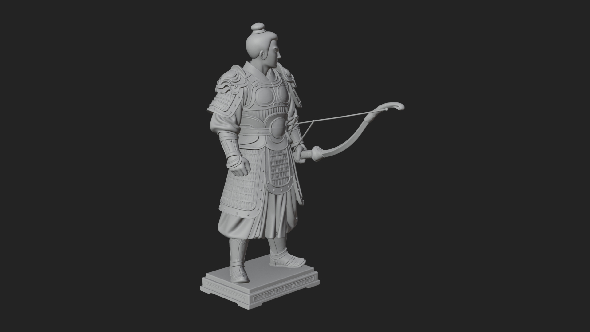Armored Chinese Archer Statue Design 3 3D Print Model 3D Model
