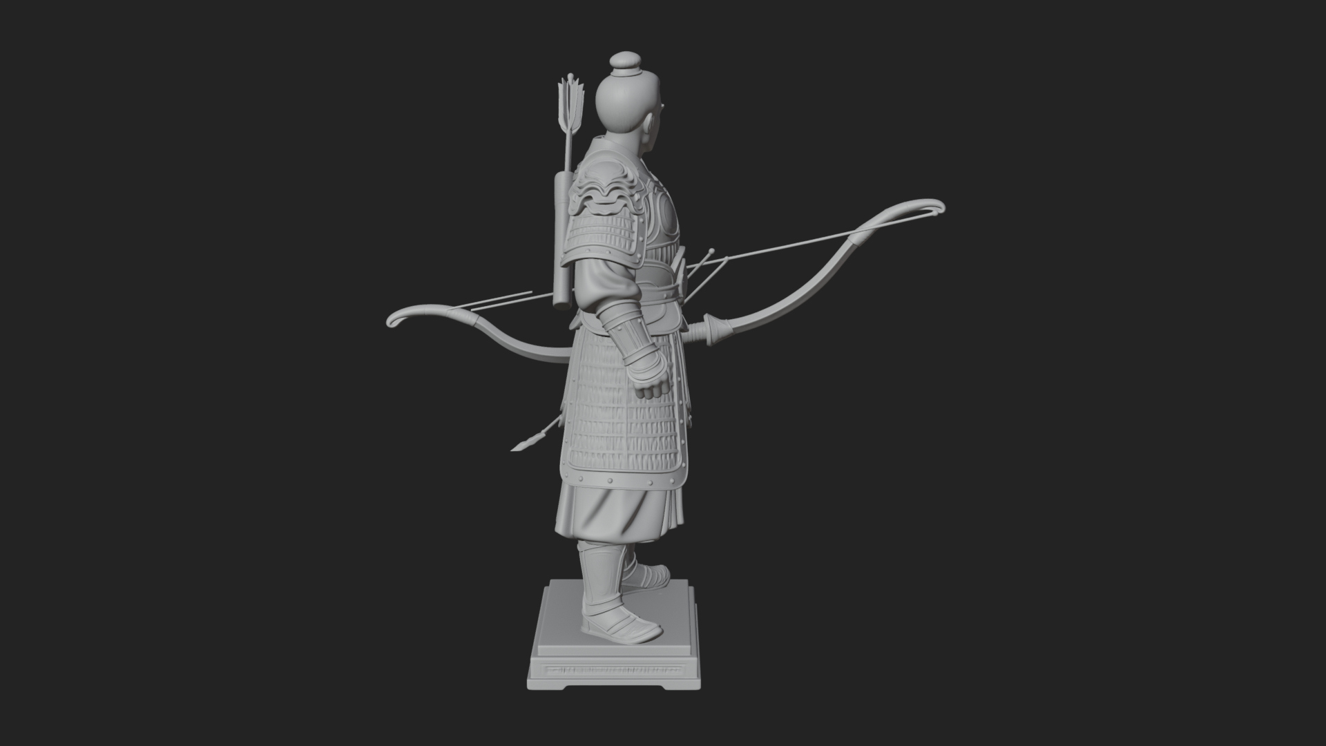 Armored Chinese Archer Statue Design 3 3D Print Model 3D Model