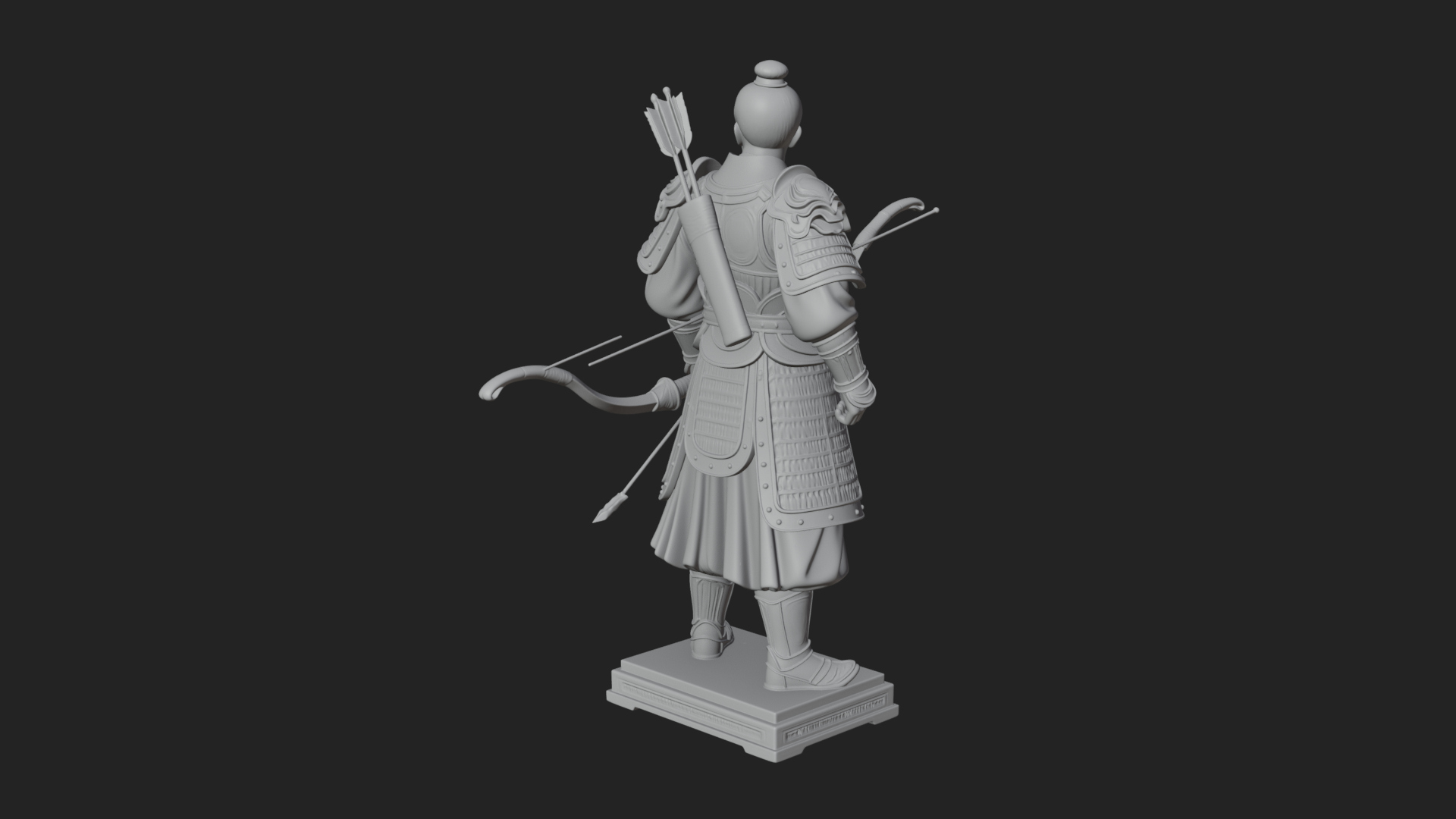Armored Chinese Archer Statue Design 3 3D Print Model 3D Model