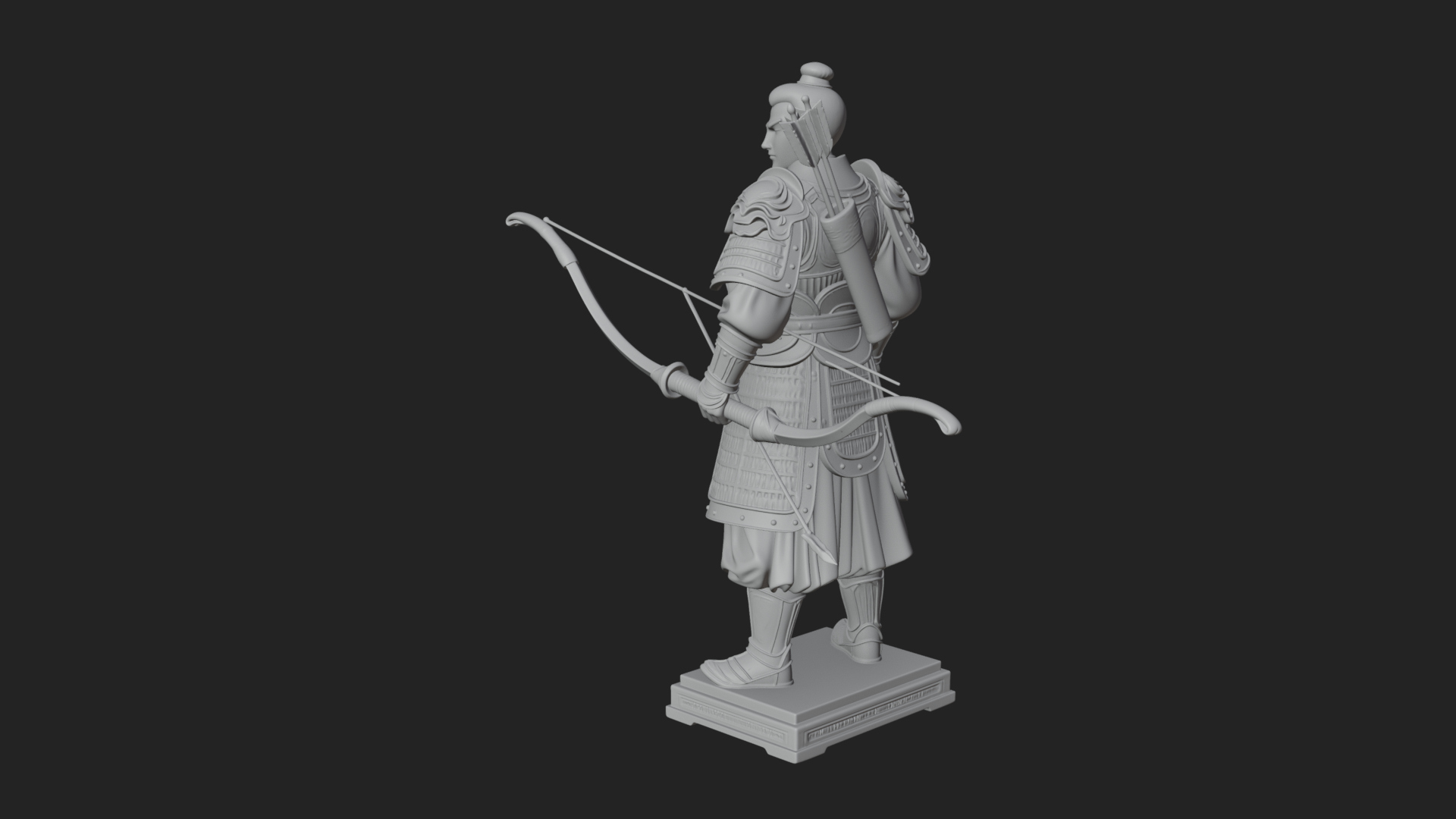 Armored Chinese Archer Statue Design 3 3D Print Model 3D Model