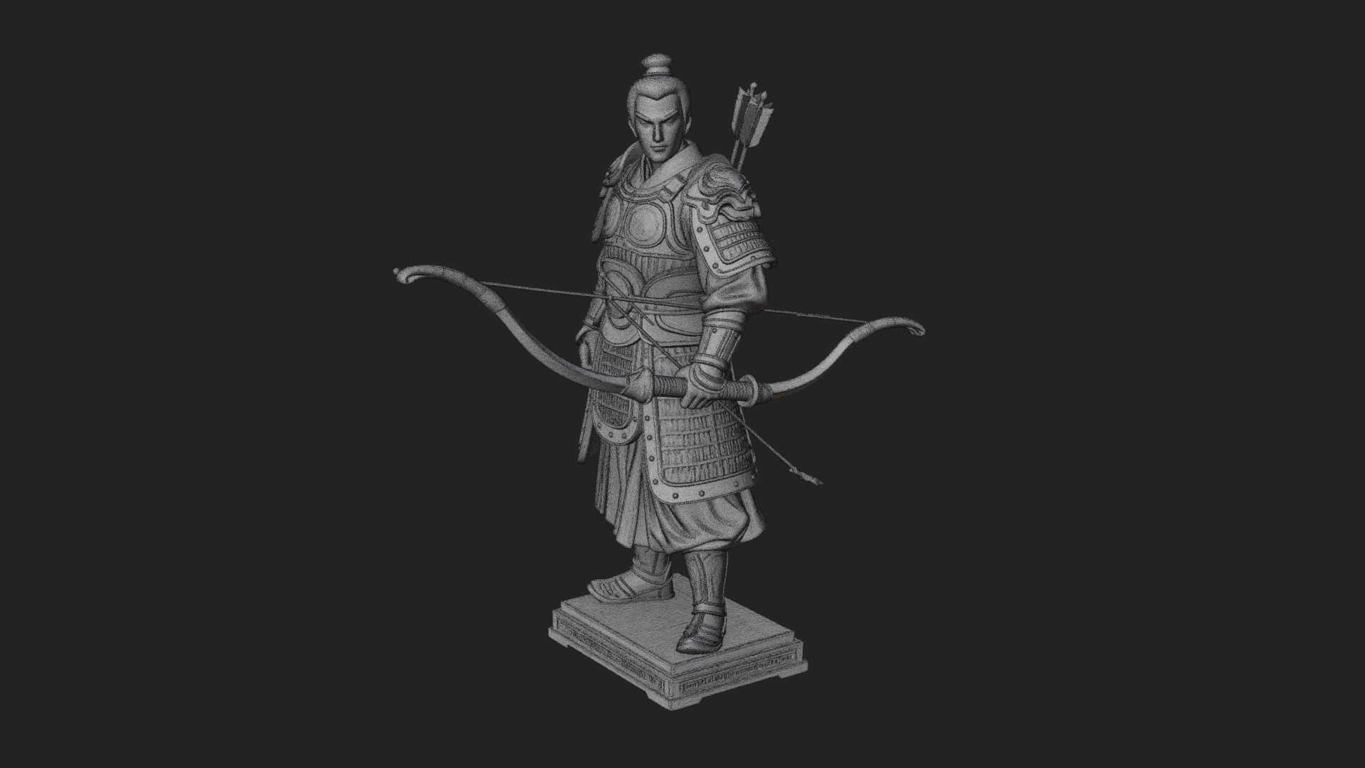Armored Chinese Archer Statue Design 3 3D Print Model 3D Model