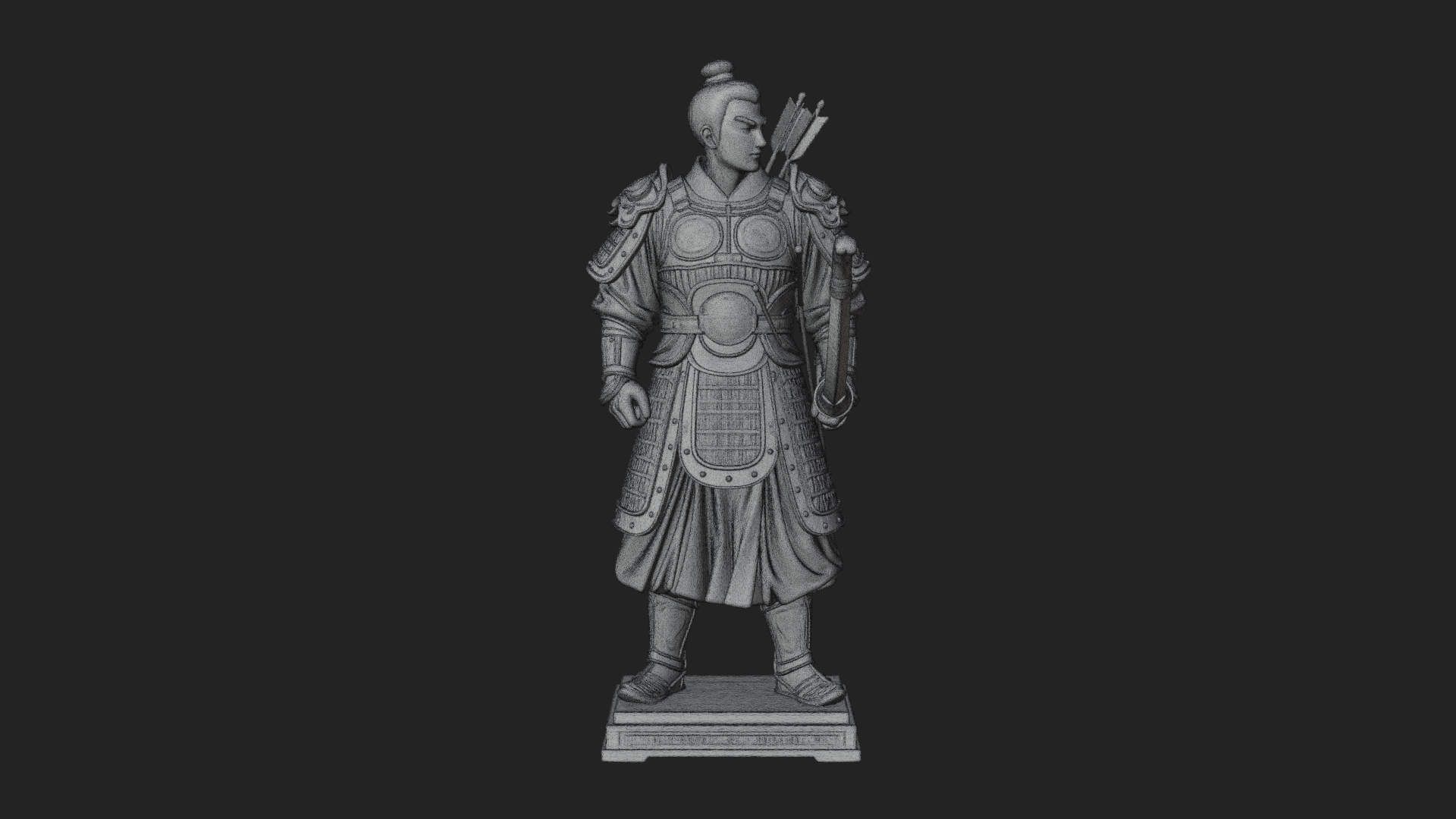 Armored Chinese Archer Statue Design 3 3D Print Model 3D Model