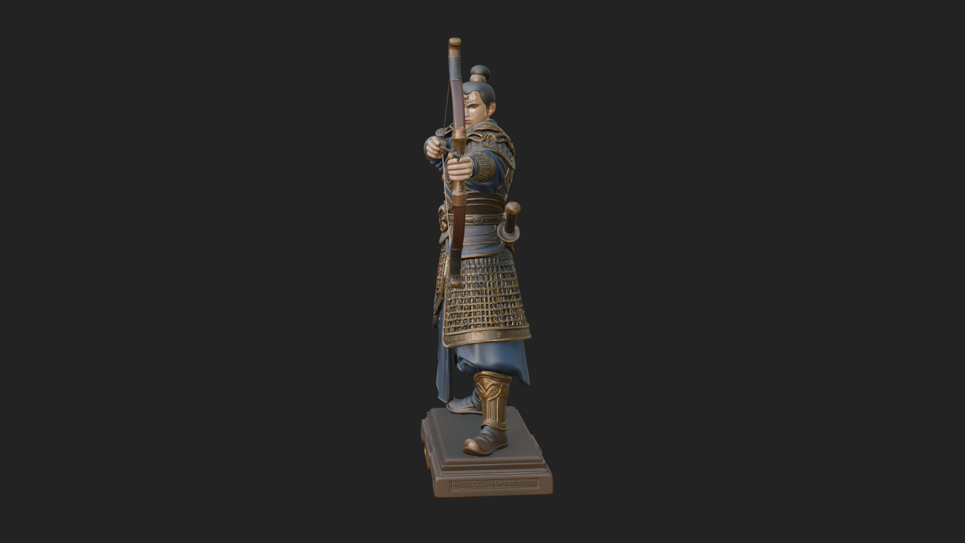 Armored Chinese Archer Statue Design 4 3D Print Model 3D Model