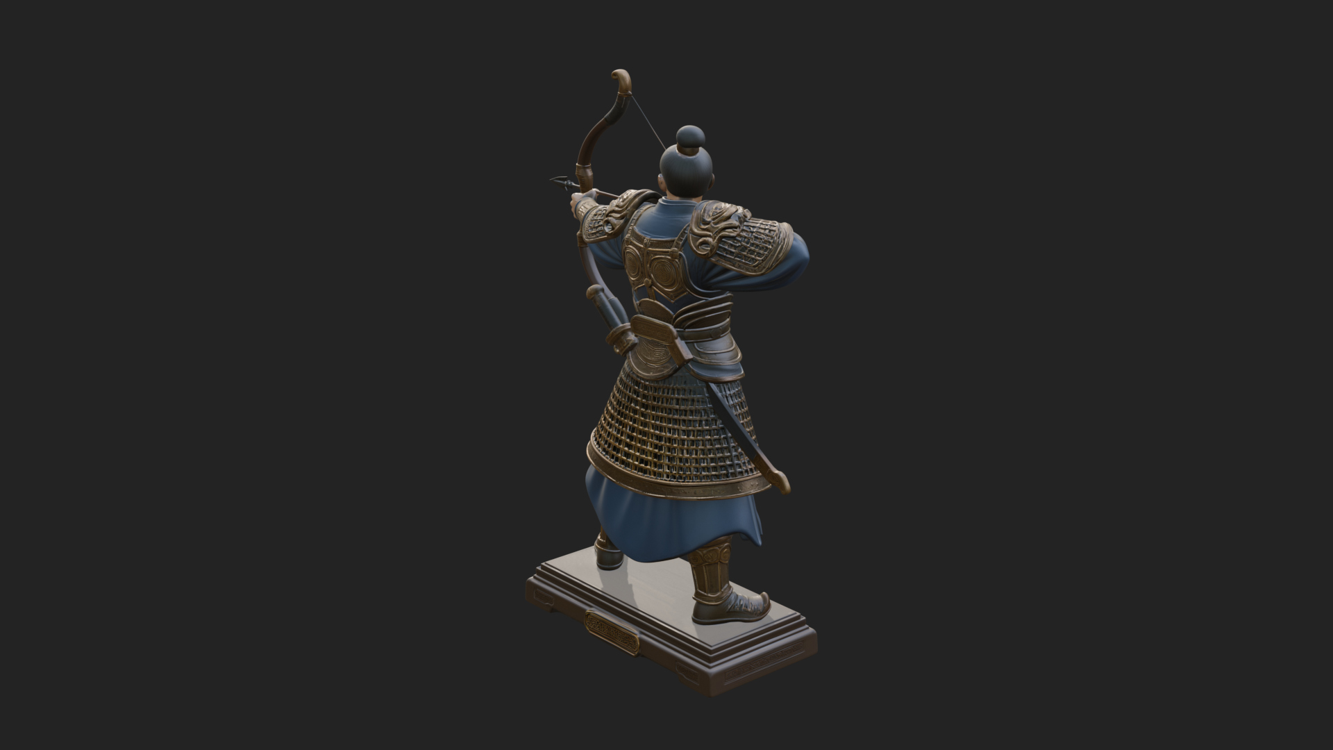 Armored Chinese Archer Statue Design 4 3D Print Model 3D Model