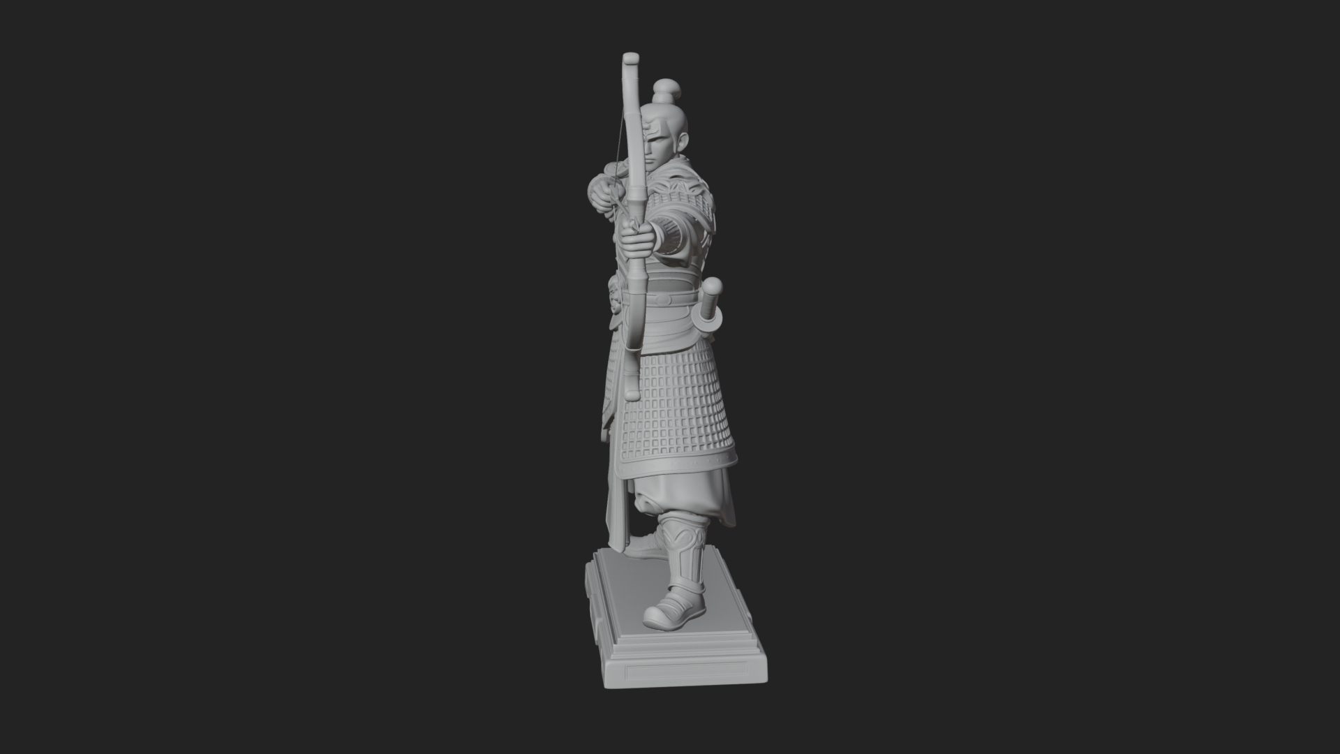 Armored Chinese Archer Statue Design 4 3D Print Model 3D Model