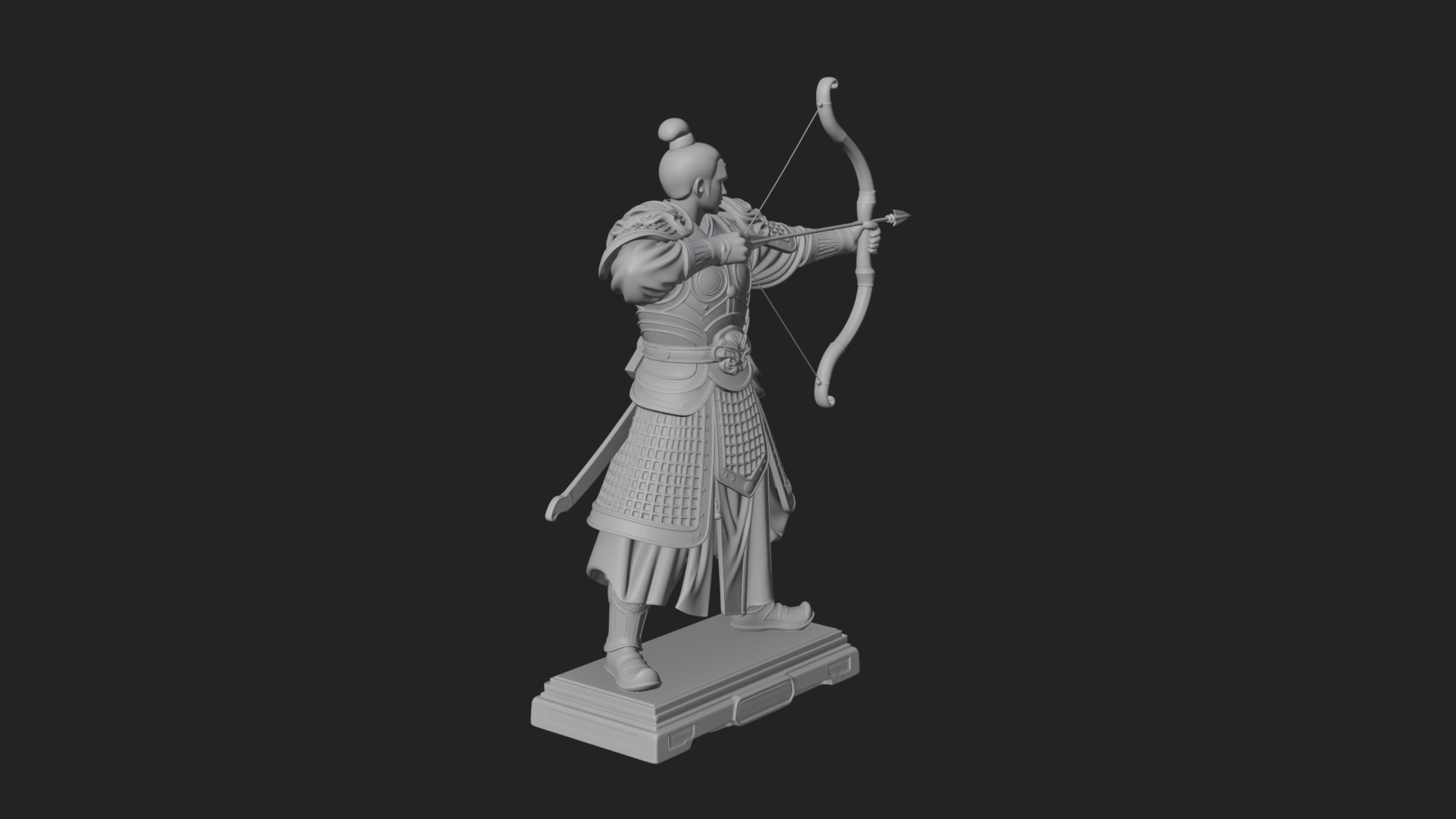 Armored Chinese Archer Statue Design 4 3D Print Model 3D Model