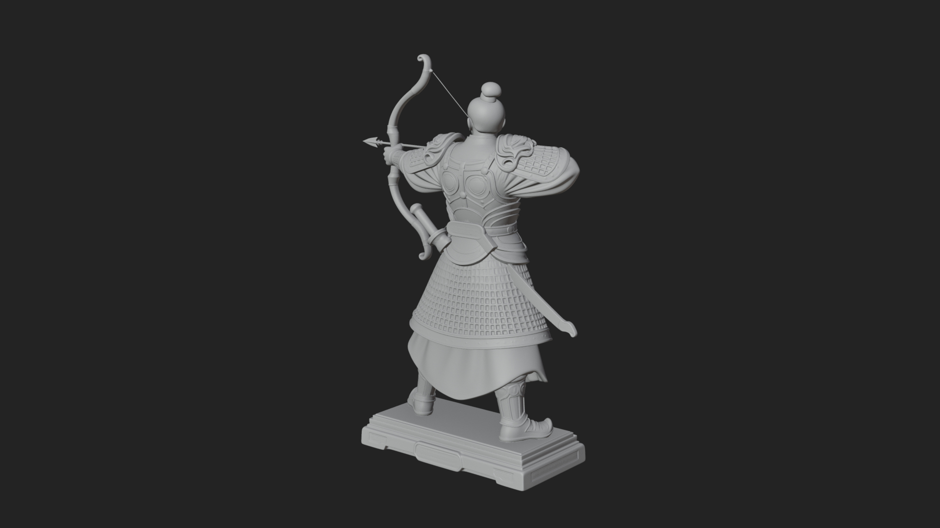 Armored Chinese Archer Statue Design 4 3D Print Model 3D Model