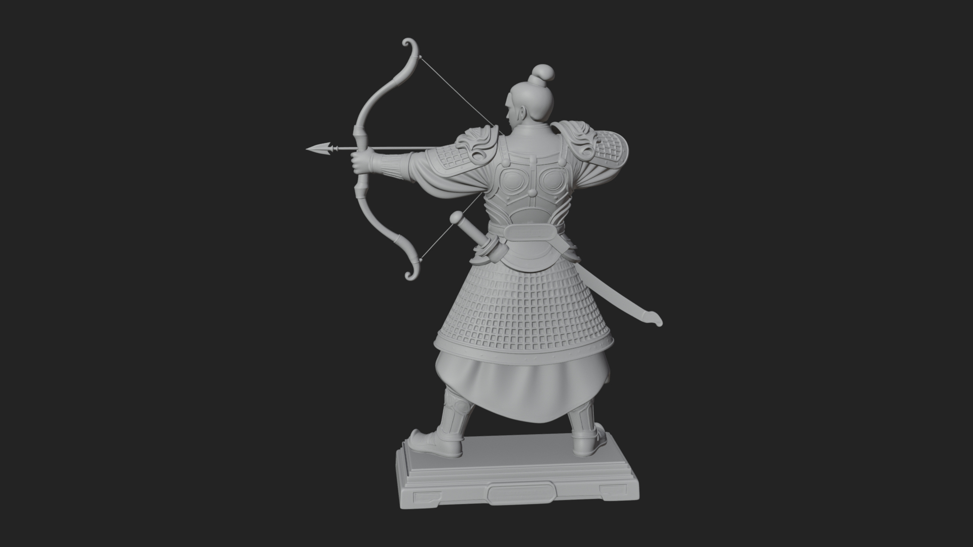 Armored Chinese Archer Statue Design 4 3D Print Model 3D Model