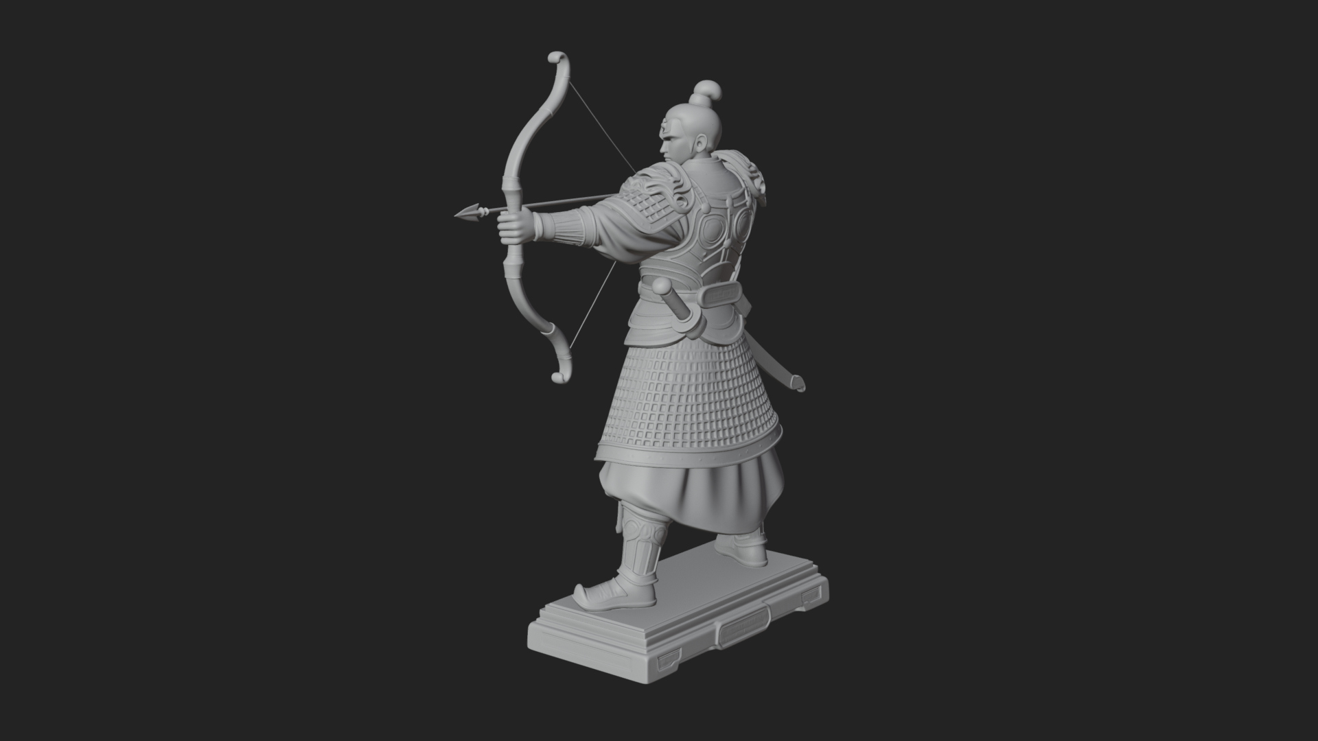 Armored Chinese Archer Statue Design 4 3D Print Model 3D Model