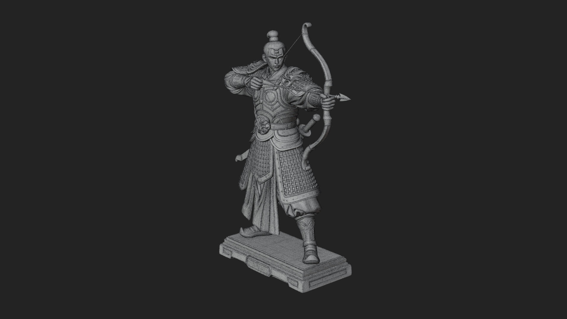 Armored Chinese Archer Statue Design 4 3D Print Model 3D Model