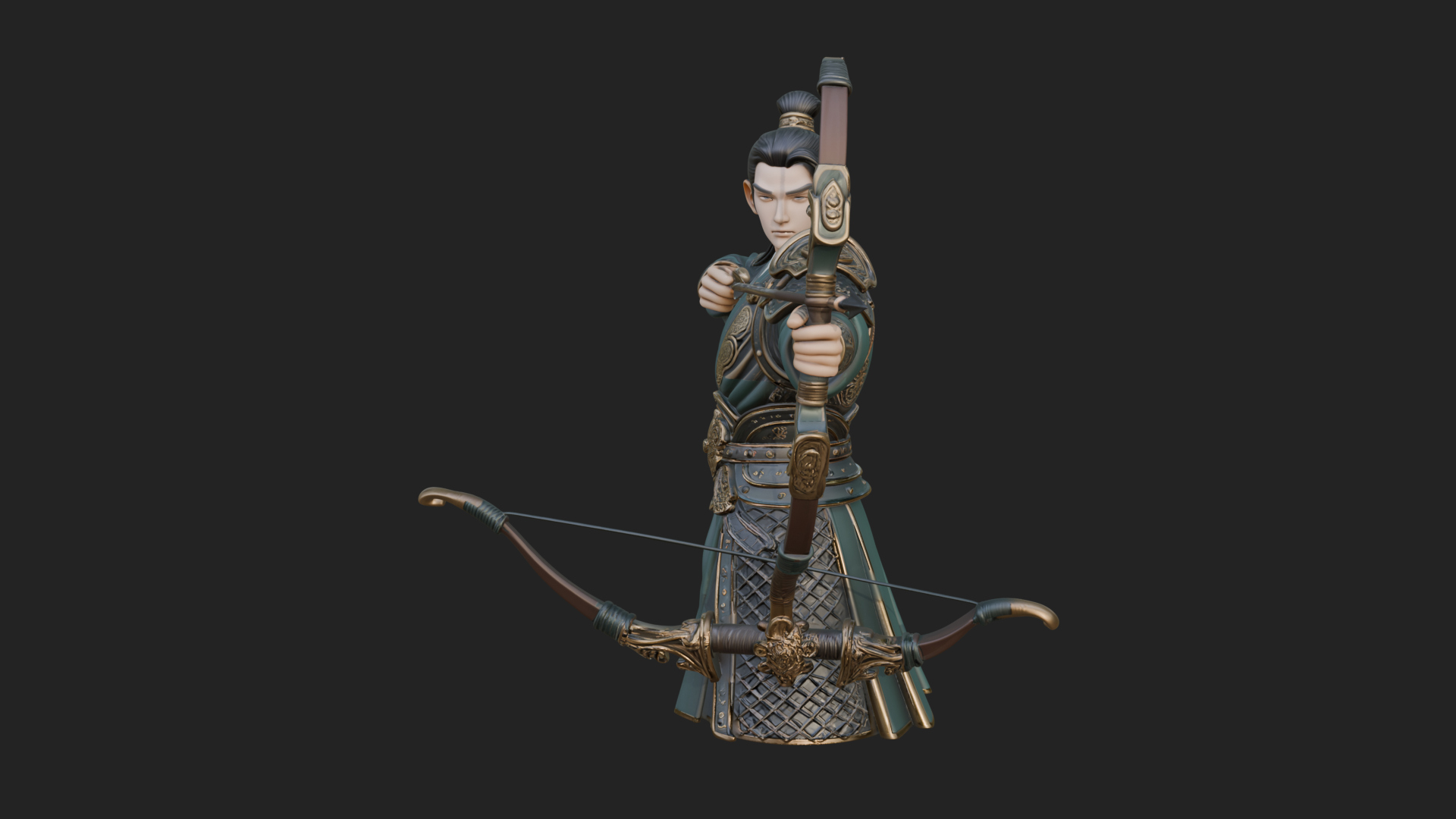 Armored Chinese Archer Statue Design 5 3D Print Model 3D Model