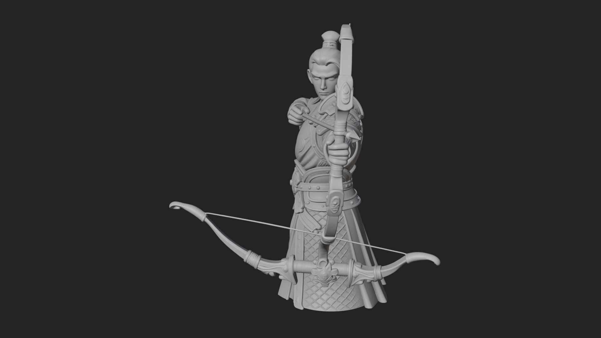 Armored Chinese Archer Statue Design 5 3D Print Model 3D Model