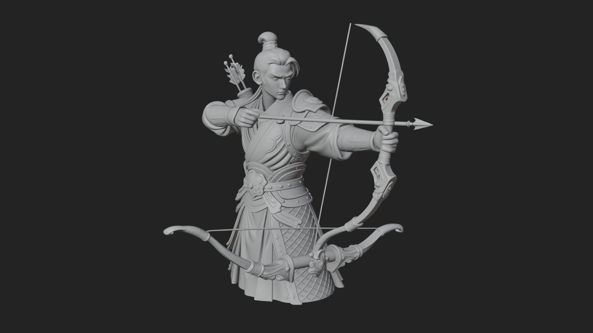 Armored Chinese Archer Statue Design 5 3D Print Model 3D Model