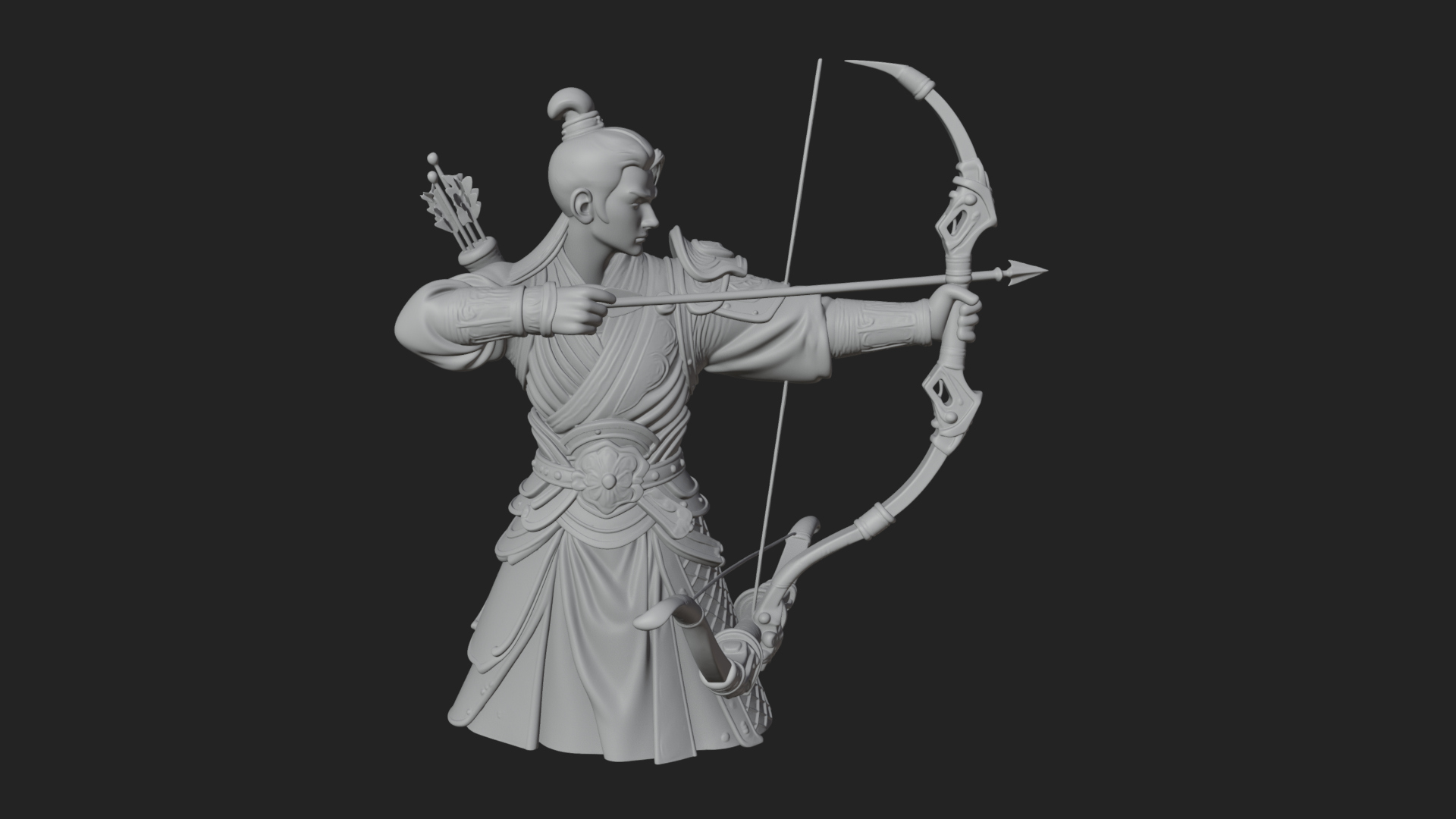 Armored Chinese Archer Statue Design 5 3D Print Model 3D Model